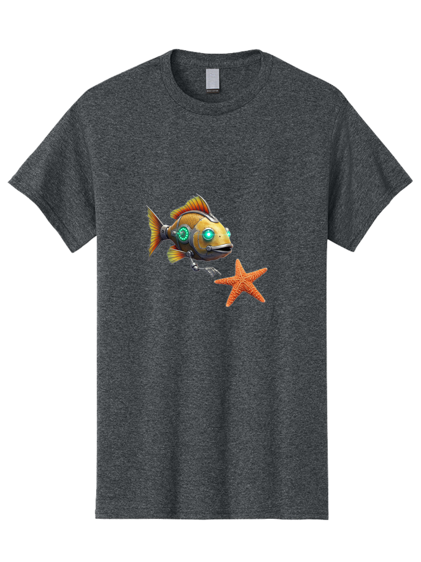 Cyborg-Fish-2 Men'S Graphic Tee, 100% Cotton, Comfortable Casual Summer Wear, Machine Washable, Vintage Camera, Old Camera, Antique Camera, Black Camera, Classic Photography, Photography Equipment, Nostalgic Device, Film Camera, Camera Art Bak391