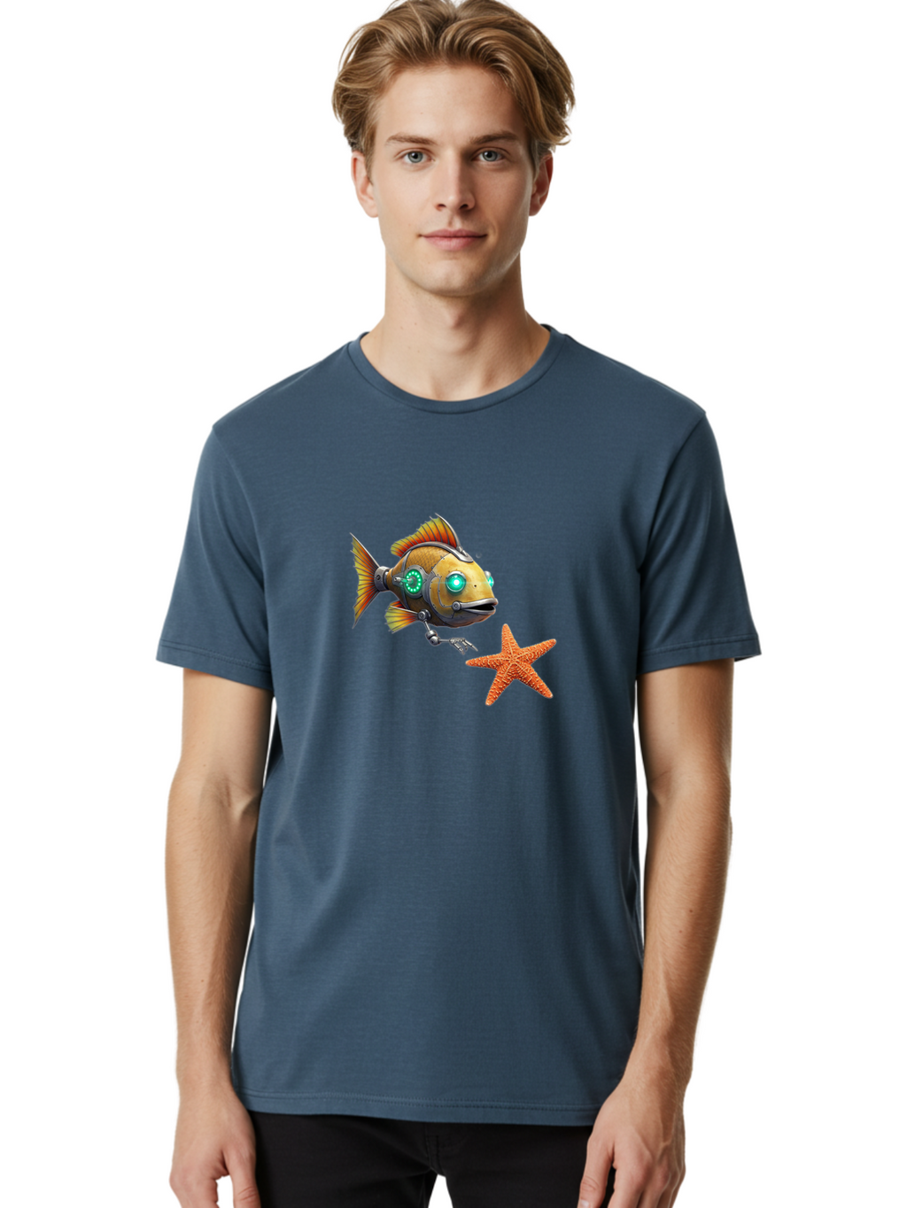 Cyborg-Fish-2 Men'S Graphic Tee, 100% Cotton, Comfortable Casual Summer Wear, Machine Washable, Vintage Camera, Old Camera, Antique Camera, Black Camera, Classic Photography, Photography Equipment, Nostalgic Device, Film Camera, Camera Art Bak391