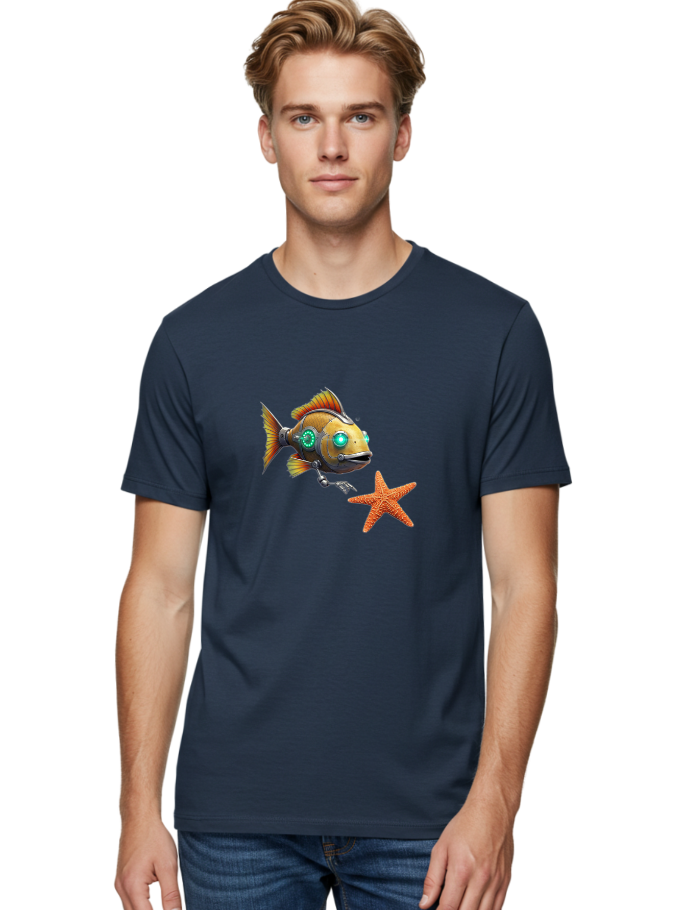 Cyborg-Fish-2 Men'S Graphic Tee, 100% Cotton, Comfortable Casual Summer Wear, Machine Washable, Vintage Camera, Old Camera, Antique Camera, Black Camera, Classic Photography, Photography Equipment, Nostalgic Device, Film Camera, Camera Art Bak391