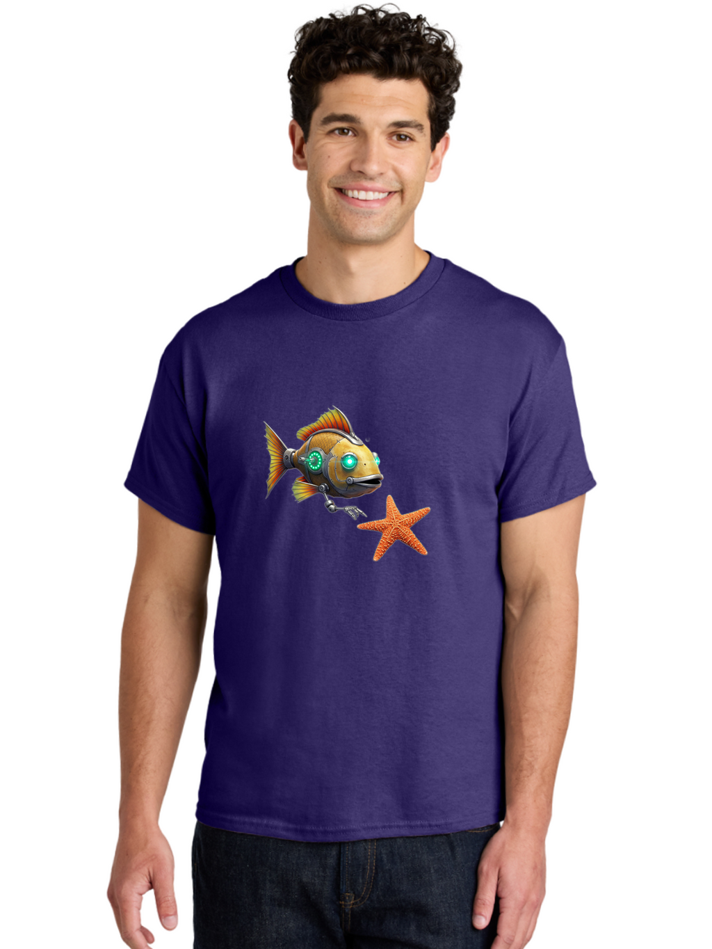 Cyborg-Fish-2 Men'S Graphic Tee, 100% Cotton, Comfortable Casual Summer Wear, Machine Washable, Vintage Camera, Old Camera, Antique Camera, Black Camera, Classic Photography, Photography Equipment, Nostalgic Device, Film Camera, Camera Art Bak391