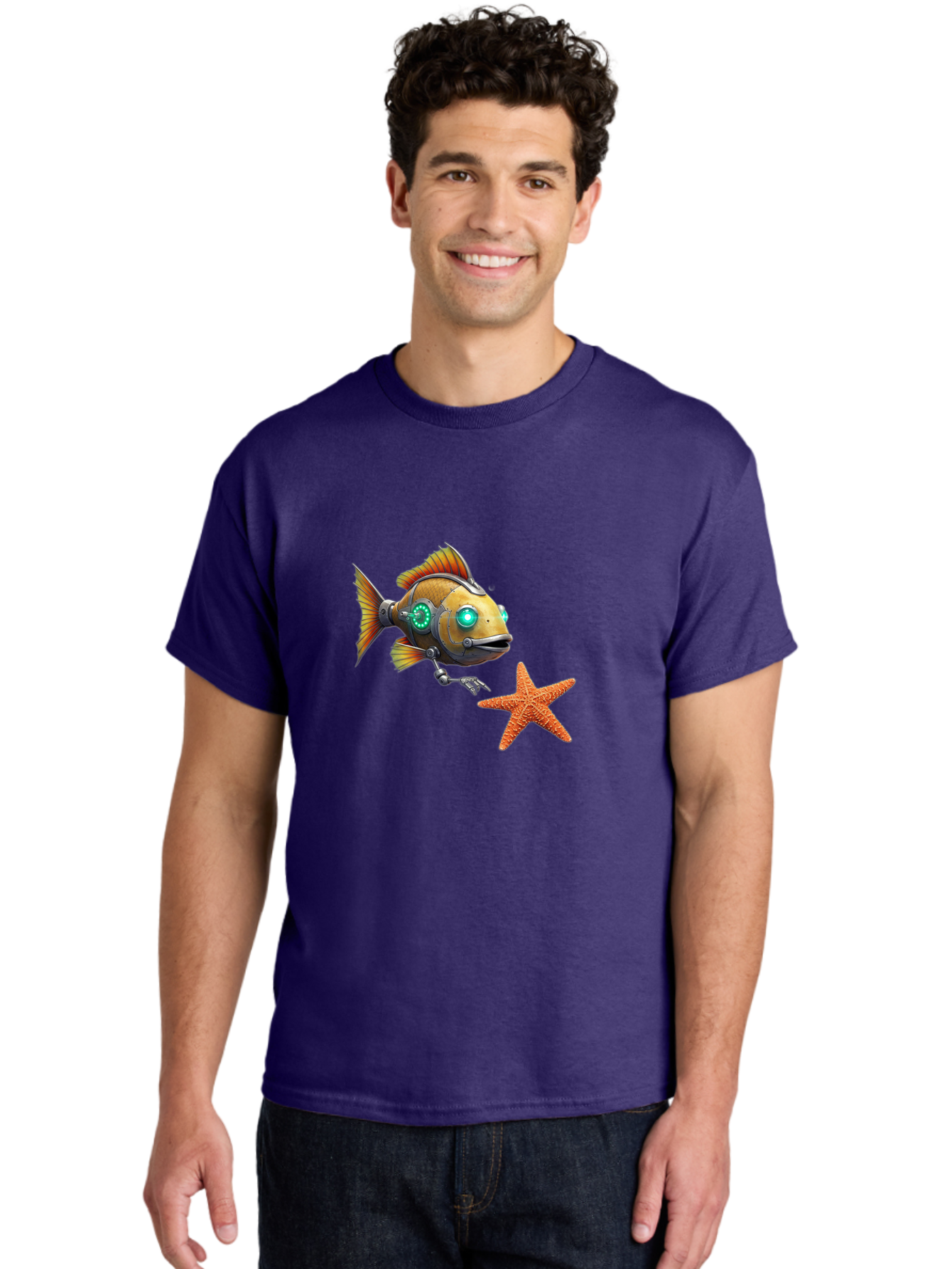 Cyborg-Fish-2 Men'S Graphic Tee, 100% Cotton, Comfortable Casual Summer Wear, Machine Washable, Vintage Camera, Old Camera, Antique Camera, Black Camera, Classic Photography, Photography Equipment, Nostalgic Device, Film Camera, Camera Art Bak391