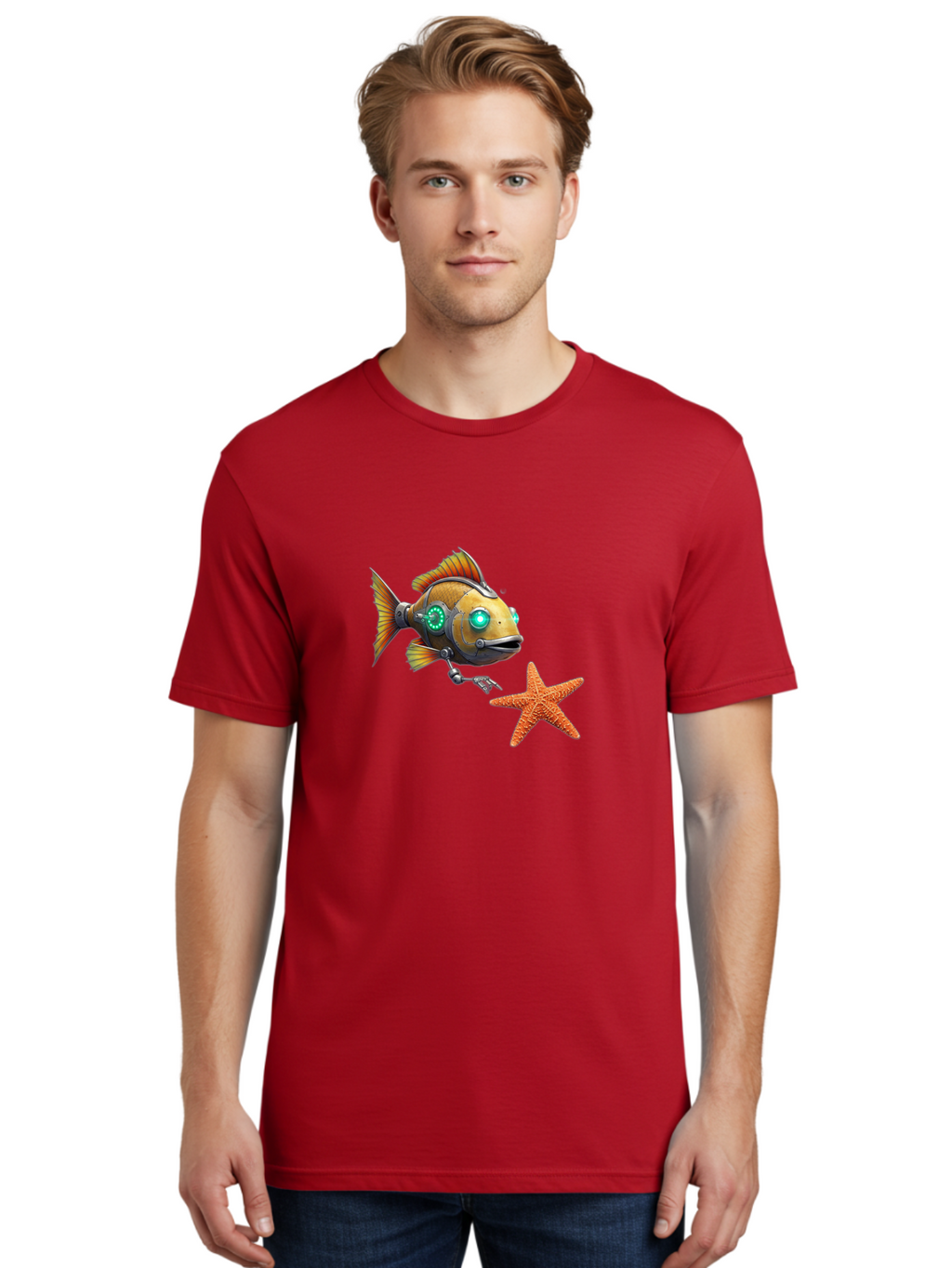 Cyborg-Fish-2 Men'S Graphic Tee, 100% Cotton, Comfortable Casual Summer Wear, Machine Washable, Vintage Camera, Old Camera, Antique Camera, Black Camera, Classic Photography, Photography Equipment, Nostalgic Device, Film Camera, Camera Art Bak391
