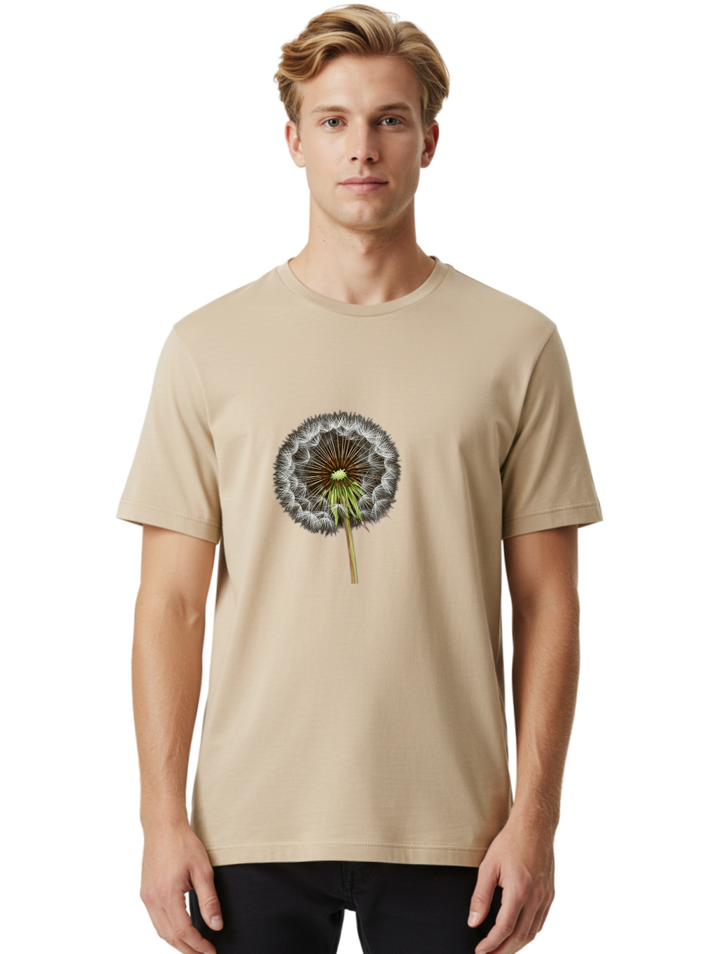 Dandelion-Seedhead Men'S Graphic Tee, 100% Cotton, Comfortable Casual Summer Wear, Machine Washable, Vintage Camera, Old Camera, Antique Camera, Black Camera, Classic Photography, Photography Equipment, Nostalgic Device, Film Camera, Bak399