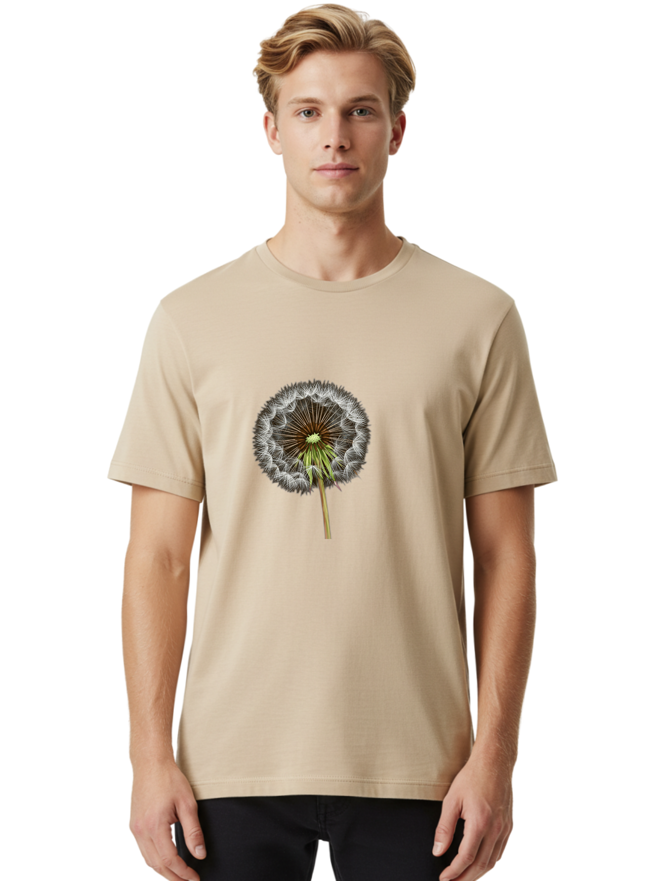 Dandelion-Seedhead Men'S Graphic Tee, 100% Cotton, Comfortable Casual Summer Wear, Machine Washable, Vintage Camera, Old Camera, Antique Camera, Black Camera, Classic Photography, Photography Equipment, Nostalgic Device, Film Camera, Bak399