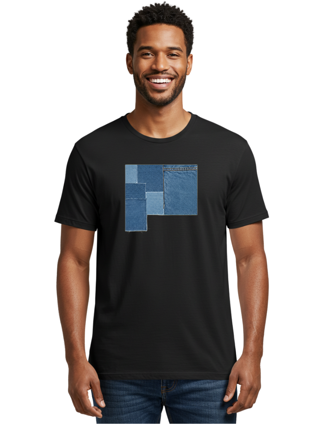 Denim-Patches Men'S Graphic Tee, 100% Cotton, Comfortable Casual Summer Wear, Machine Washable, Vintage Camera, Old Camera, Antique Camera, Black Camera, Classic Photography, Photography Equipment, Nostalgic Device, Film Camera, Camera Art Bak408