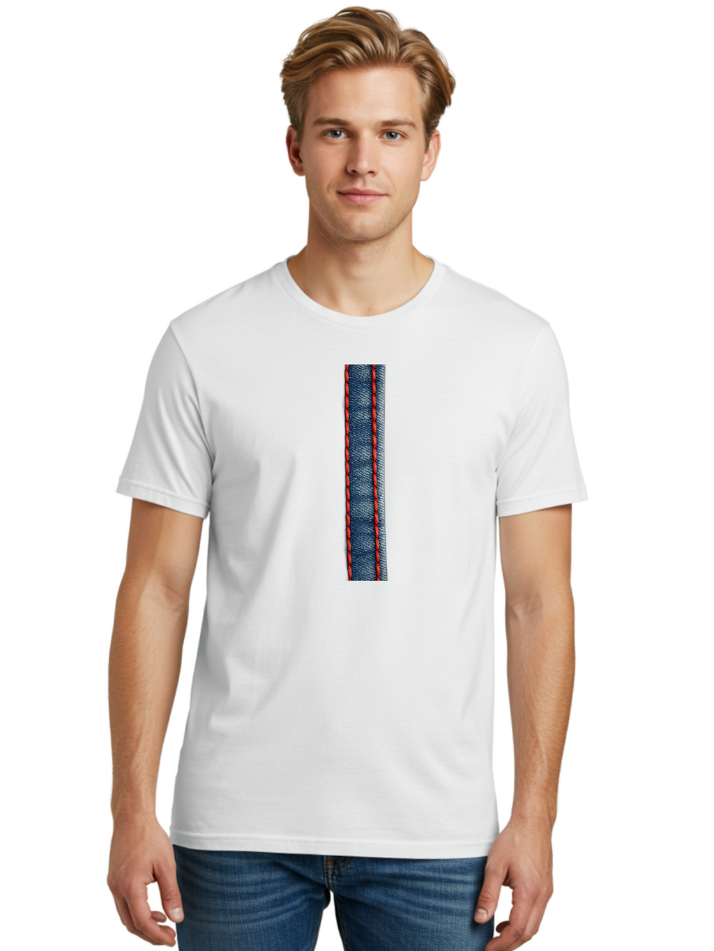Denim-Strip Men'S Graphic Tee, 100% Cotton, Comfortable Casual Summer Wear, Machine Washable, Vintage Camera, Old Camera, Antique Camera, Black Camera, Classic Photography, Photography Equipment, Nostalgic Device, Film Camera, Camera Art Bak409