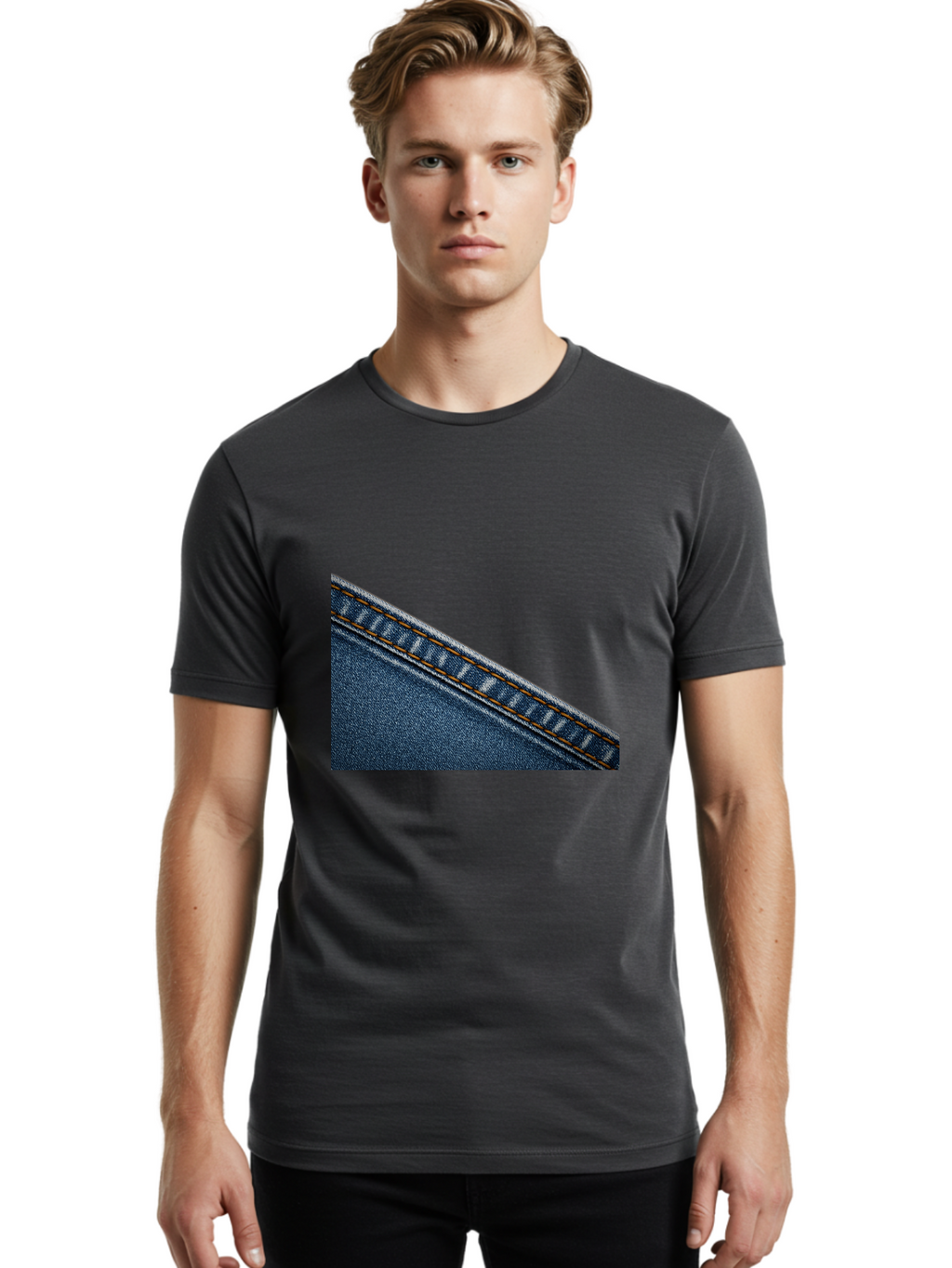 Denim Men'S Graphic Tee, 100% Cotton, Comfortable Casual Summer Wear, Machine Washable, Vintage Camera, Old Camera, Antique Camera, Black Camera, Classic Photography, Photography Equipment, Nostalgic Device, Film Camera, Camera Art Bak410