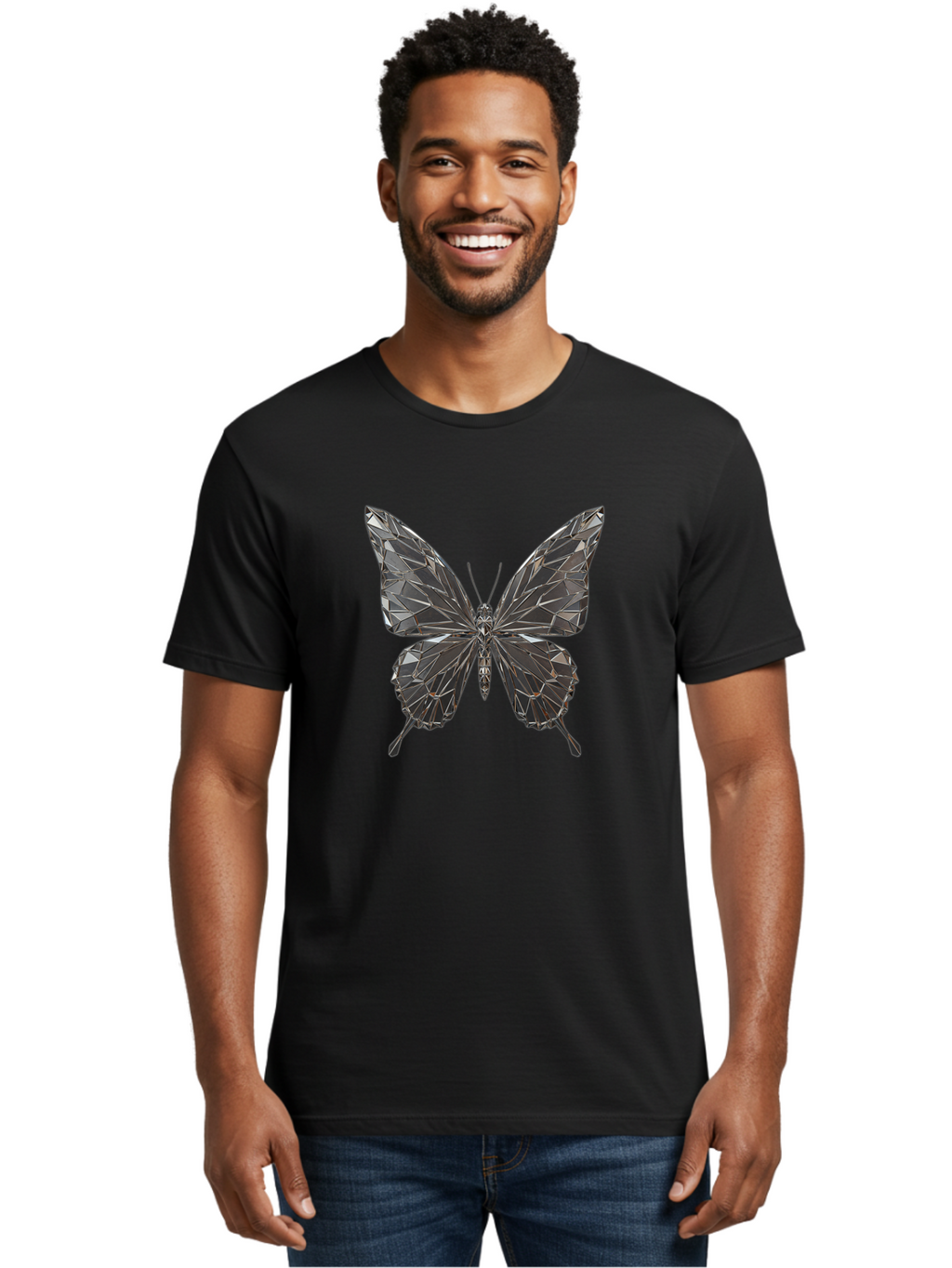 Diamond-Butterfly Men'S Graphic Tee, 100% Cotton, Comfortable Casual Summer Wear, Machine Washable, Vintage Camera, Old Camera, Antique Camera, Black Camera, Classic Photography, Photography Equipment, Nostalgic Device, Film Camera, Camera Art Bak411