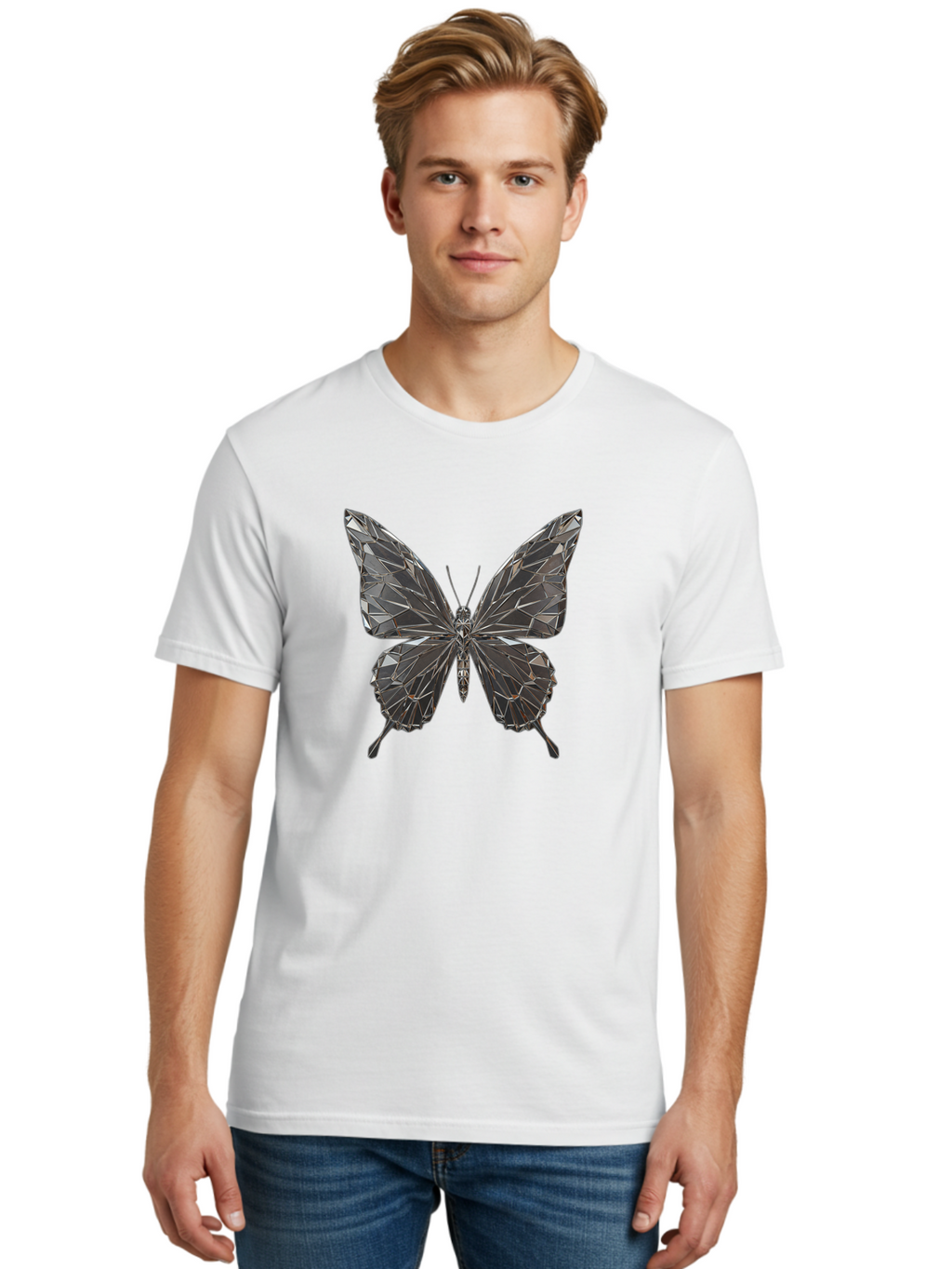 Diamond-Butterfly Men'S Graphic Tee, 100% Cotton, Comfortable Casual Summer Wear, Machine Washable, Vintage Camera, Old Camera, Antique Camera, Black Camera, Classic Photography, Photography Equipment, Nostalgic Device, Film Camera, Camera Art Bak411