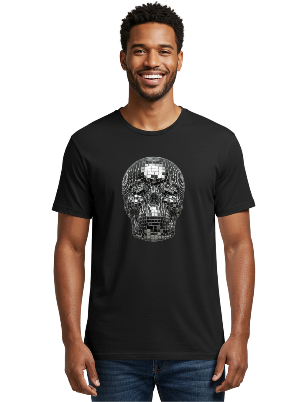 Disco-Ball-Skull-1 Men'S Graphic Tee, 100% Cotton, Comfortable Casual Summer Wear, Machine Washable, Vintage Camera, Old Camera, Antique Camera, Black Camera, Classic Photography, Photography Equipment, Nostalgic Device, Film Camera, Bak421