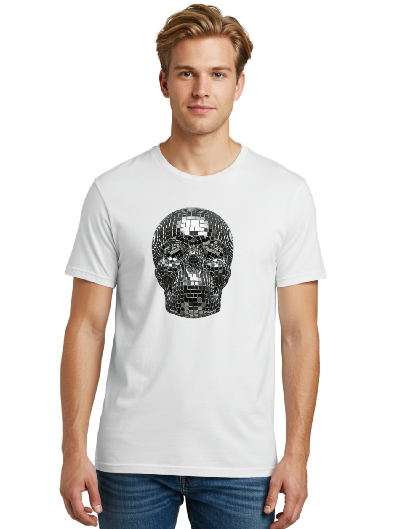 Disco-Ball-Skull-1 Men'S Graphic Tee, 100% Cotton, Comfortable Casual Summer Wear, Machine Washable, Vintage Camera, Old Camera, Antique Camera, Black Camera, Classic Photography, Photography Equipment, Nostalgic Device, Film Camera, Bak421