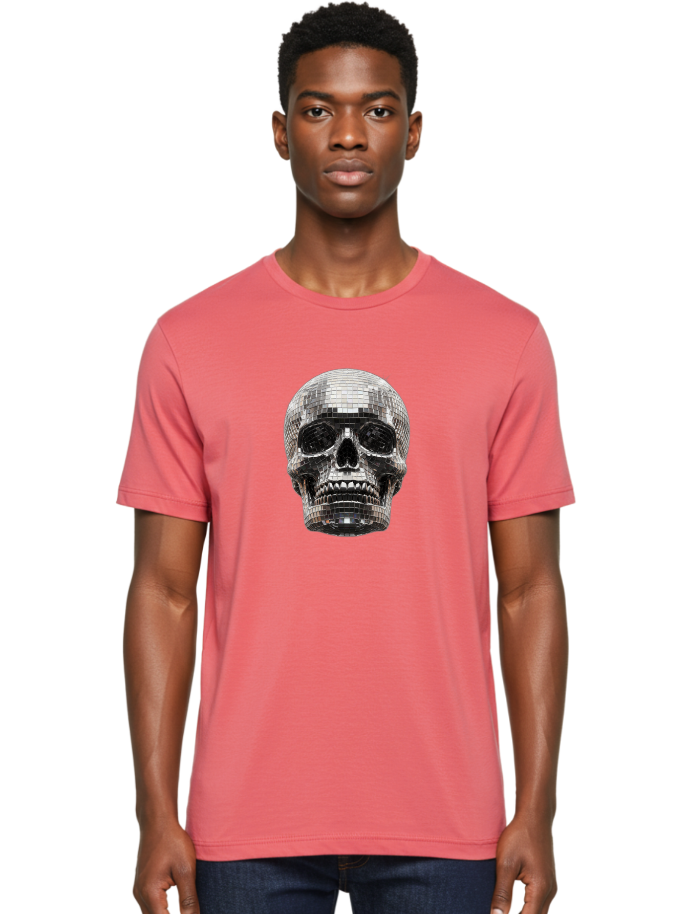 Disco-Ball-Skull Men'S Graphic Tee, 100% Cotton, Comfortable Casual Summer Wear, Machine Washable, Vintage Camera, Old Camera, Antique Camera, Black Camera, Classic Photography, Photography Equipment, Nostalgic Device, Film Camera, Camera Art Bak425
