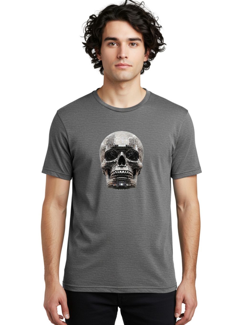Disco-Ball-Skull Men'S Graphic Tee, 100% Cotton, Comfortable Casual Summer Wear, Machine Washable, Vintage Camera, Old Camera, Antique Camera, Black Camera, Classic Photography, Photography Equipment, Nostalgic Device, Film Camera, Camera Art Bak425