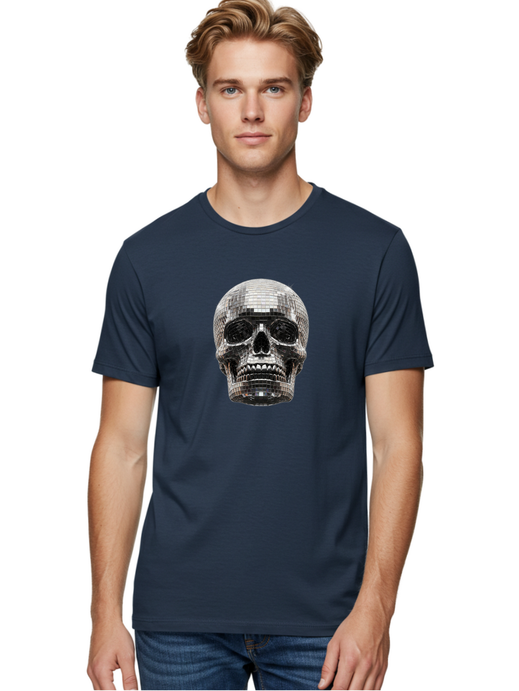 Disco-Ball-Skull Men'S Graphic Tee, 100% Cotton, Comfortable Casual Summer Wear, Machine Washable, Vintage Camera, Old Camera, Antique Camera, Black Camera, Classic Photography, Photography Equipment, Nostalgic Device, Film Camera, Camera Art Bak425