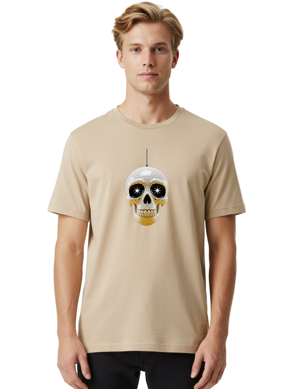 Disco-Skull-2 Men'S Graphic Tee, 100% Cotton, Comfortable Casual Summer Wear, Machine Washable, Vintage Camera, Old Camera, Antique Camera, Black Camera, Classic Photography, Photography Equipment, Nostalgic Device, Film Camera, Camera Art Bak427