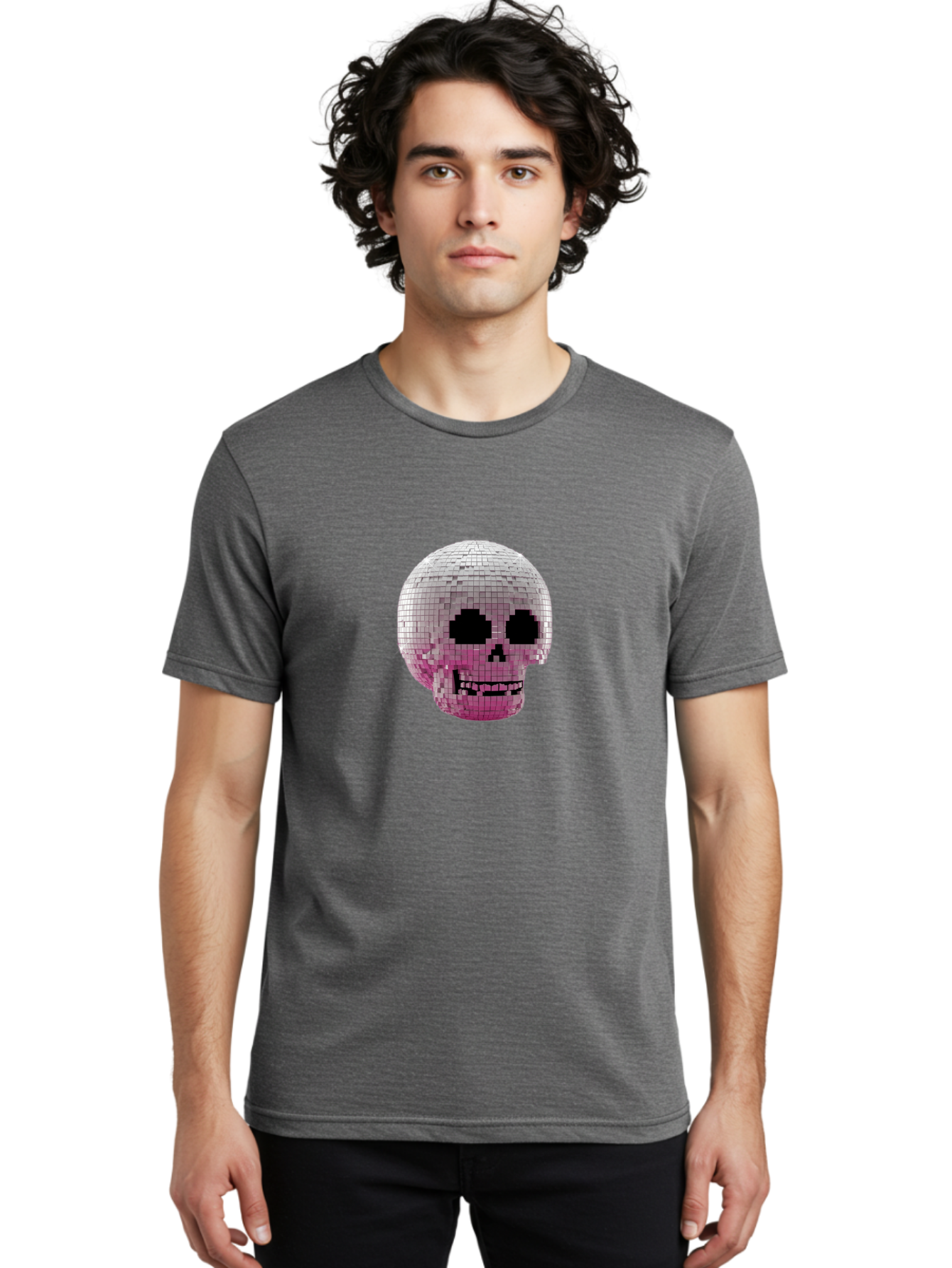 Disco-Skull-3 Men'S Graphic Tee, 100% Cotton, Comfortable Casual Summer Wear, Machine Washable, Vintage Camera, Old Camera, Antique Camera, Black Camera, Classic Photography, Photography Equipment, Nostalgic Device, Film Camera, Camera Art Bak428