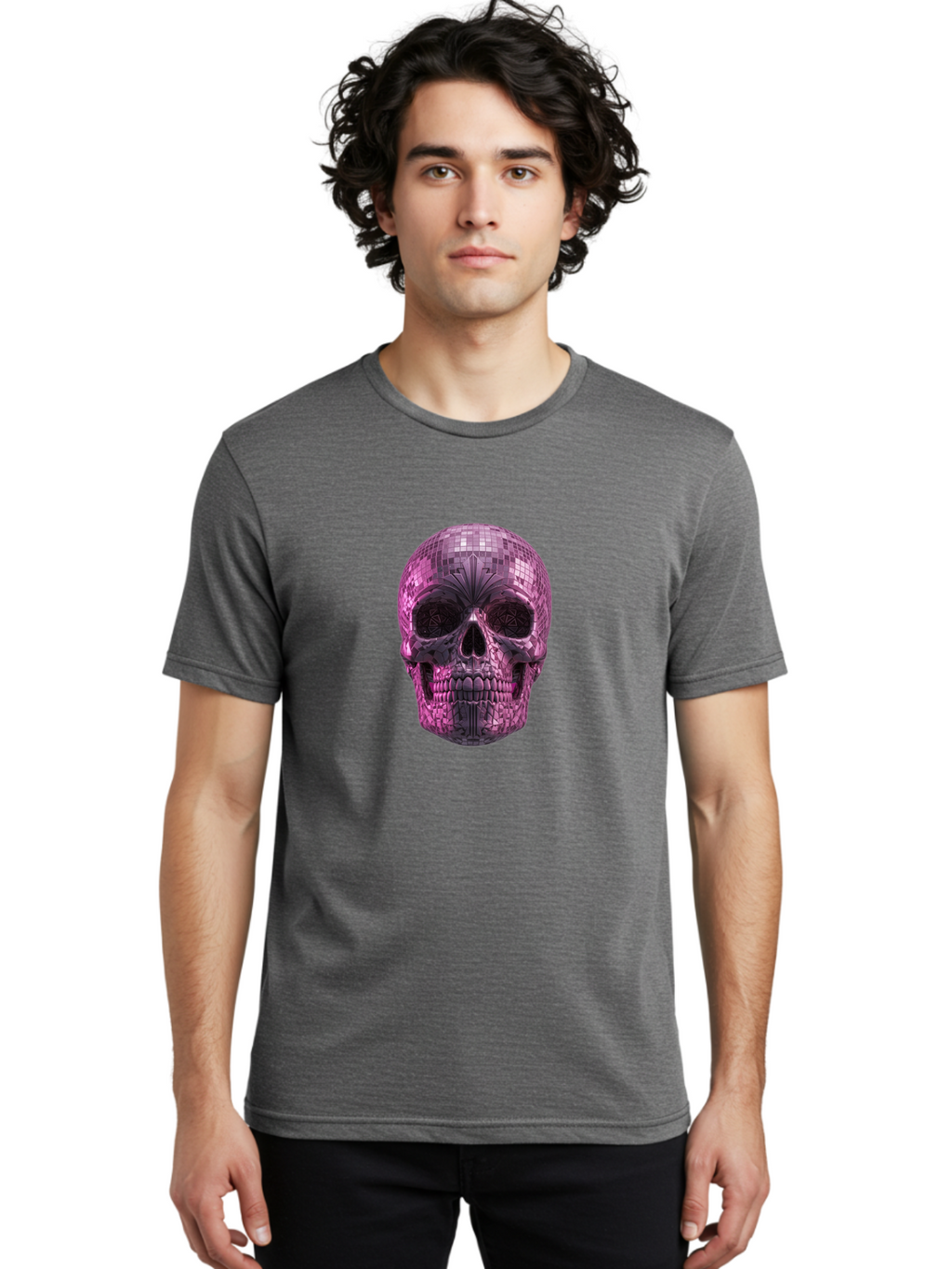 Disco-Skull-4 Men'S Graphic Tee, 100% Cotton, Comfortable Casual Summer Wear, Machine Washable, Vintage Camera, Old Camera, Antique Camera, Black Camera, Classic Photography, Photography Equipment, Nostalgic Device, Film Camera, Camera Art Bak429