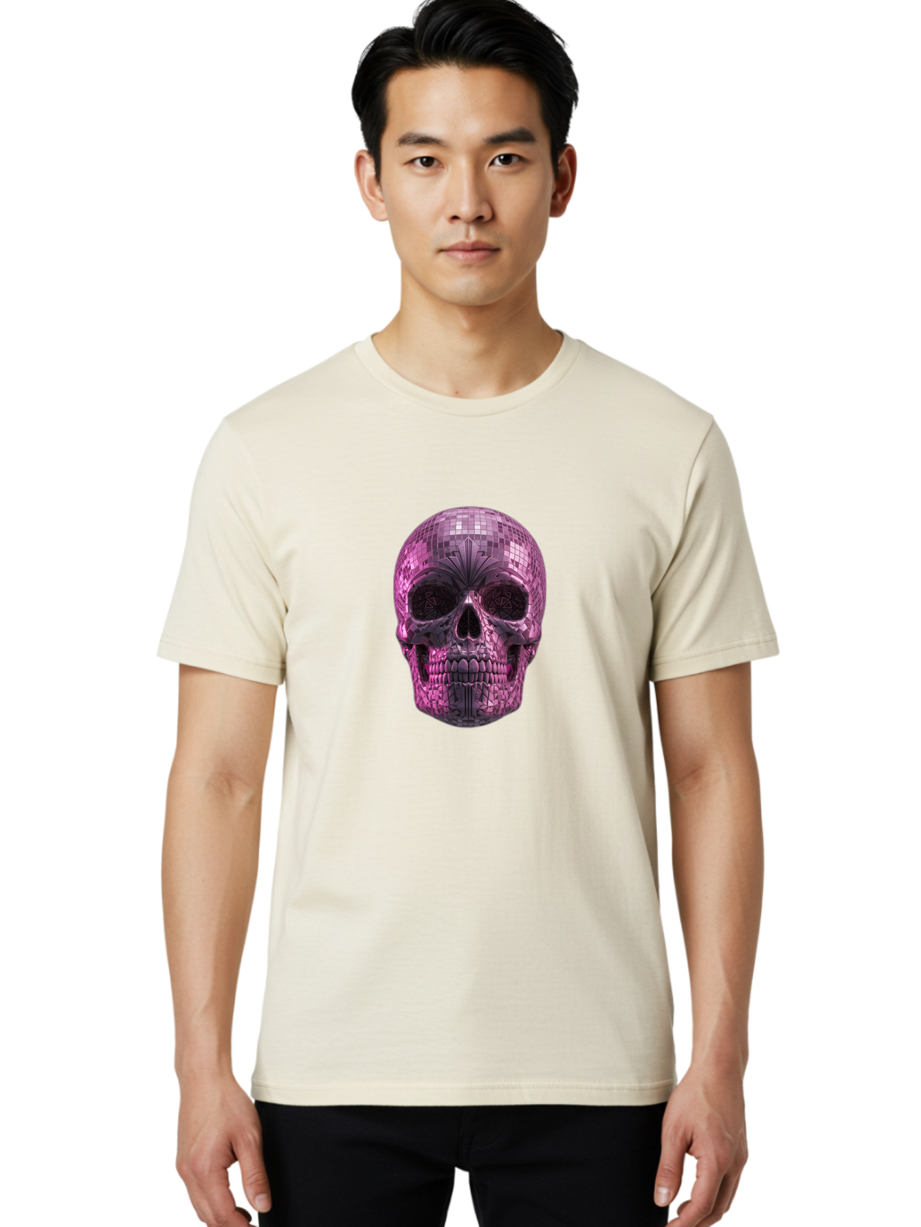 Disco-Skull-4 Men'S Graphic Tee, 100% Cotton, Comfortable Casual Summer Wear, Machine Washable, Vintage Camera, Old Camera, Antique Camera, Black Camera, Classic Photography, Photography Equipment, Nostalgic Device, Film Camera, Camera Art Bak429