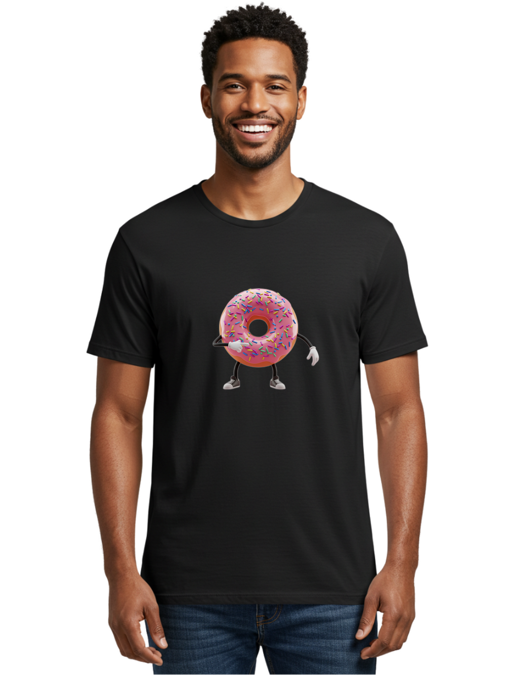Donut-Character-2 Men'S Graphic Tee, 100% Cotton, Comfortable Casual Summer Wear, Machine Washable, Vintage Camera, Old Camera, Antique Camera, Black Camera, Classic Photography, Photography Equipment, Nostalgic Device, Film Camera, Camera Art Bak438
