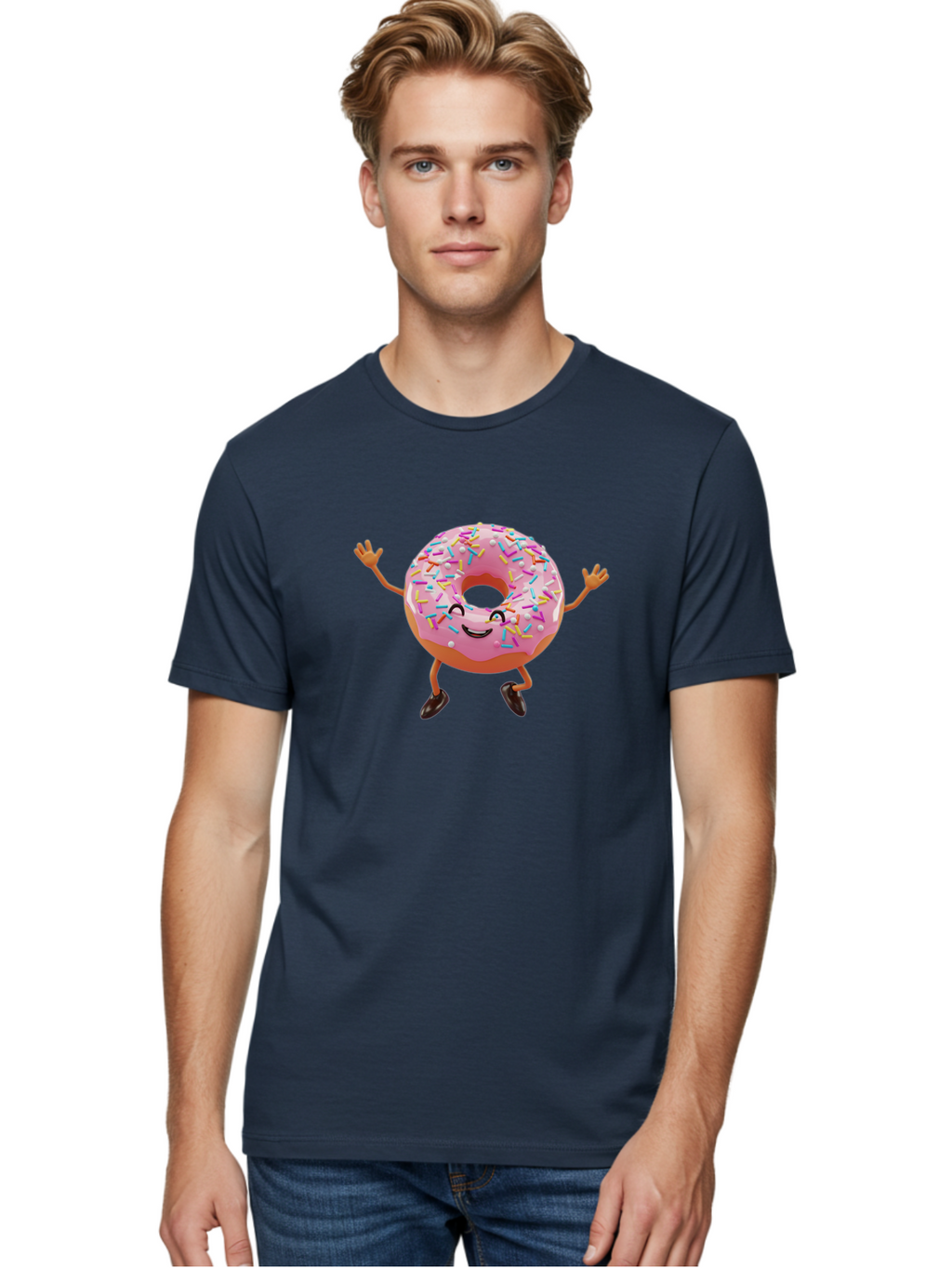 Donut-Character Men'S Graphic Tee, 100% Cotton, Comfortable Casual Summer Wear, Machine Washable, Vintage Camera, Old Camera, Antique Camera, Black Camera, Classic Photography, Photography Equipment, Nostalgic Device, Film Camera, Camera Art Bak440