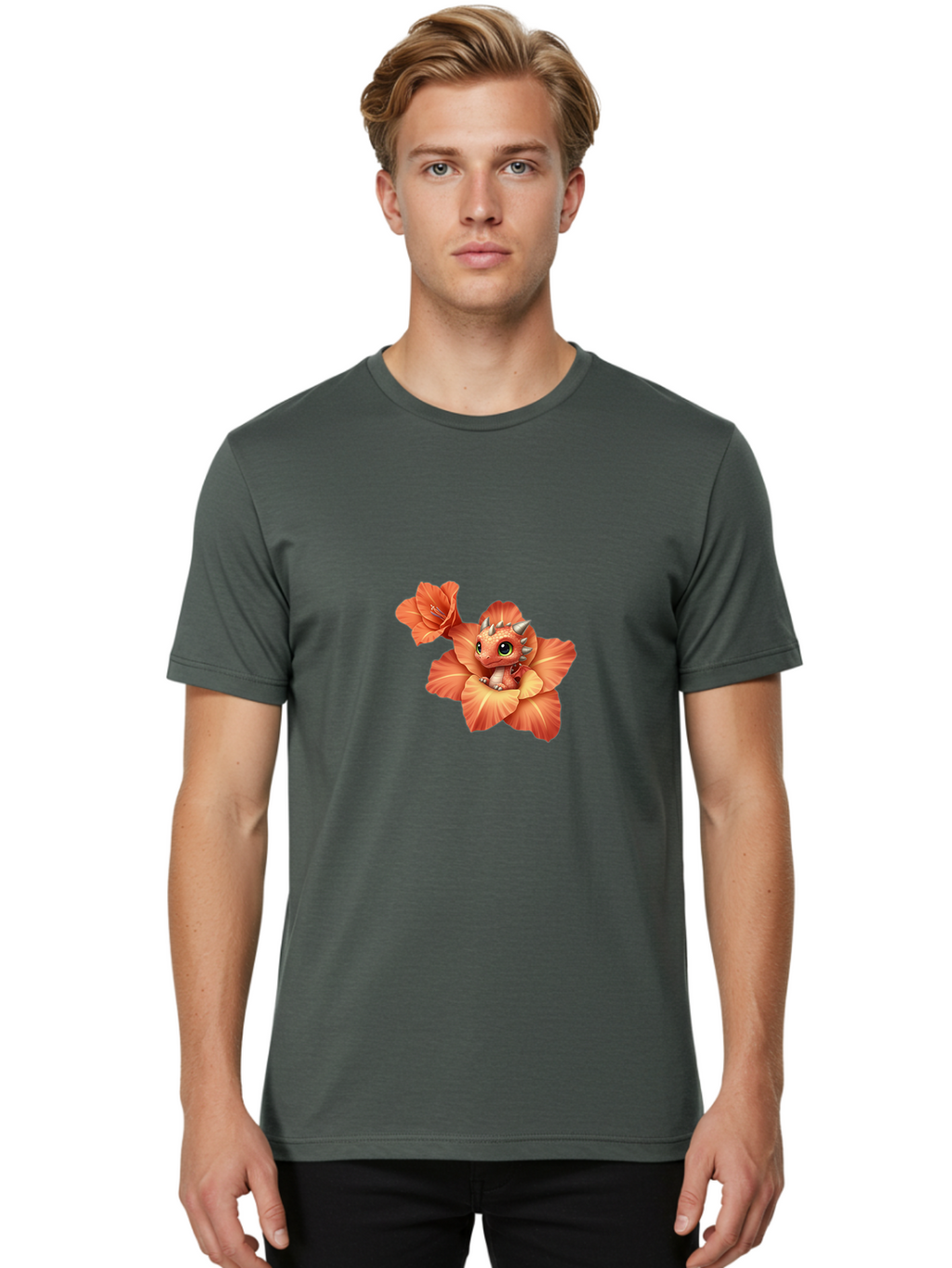 Dragon-In-Flower-1 Men'S Graphic Tee, 100% Cotton, Comfortable Casual Summer Wear, Machine Washable, Vintage Camera, Old Camera, Antique Camera, Black Camera, Classic Photography, Photography Equipment, Nostalgic Device, Film Camera, Bak453