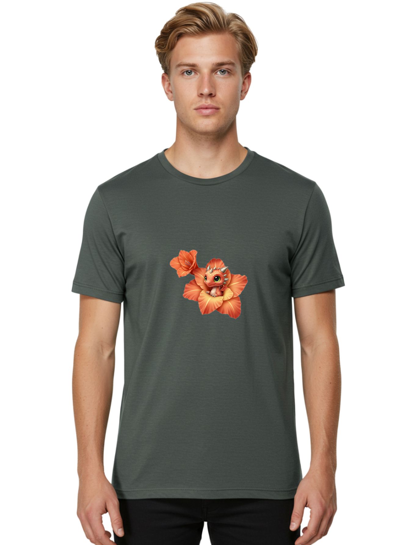 Dragon-In-Flower-1 Men'S Graphic Tee, 100% Cotton, Comfortable Casual Summer Wear, Machine Washable, Vintage Camera, Old Camera, Antique Camera, Black Camera, Classic Photography, Photography Equipment, Nostalgic Device, Film Camera, Bak453