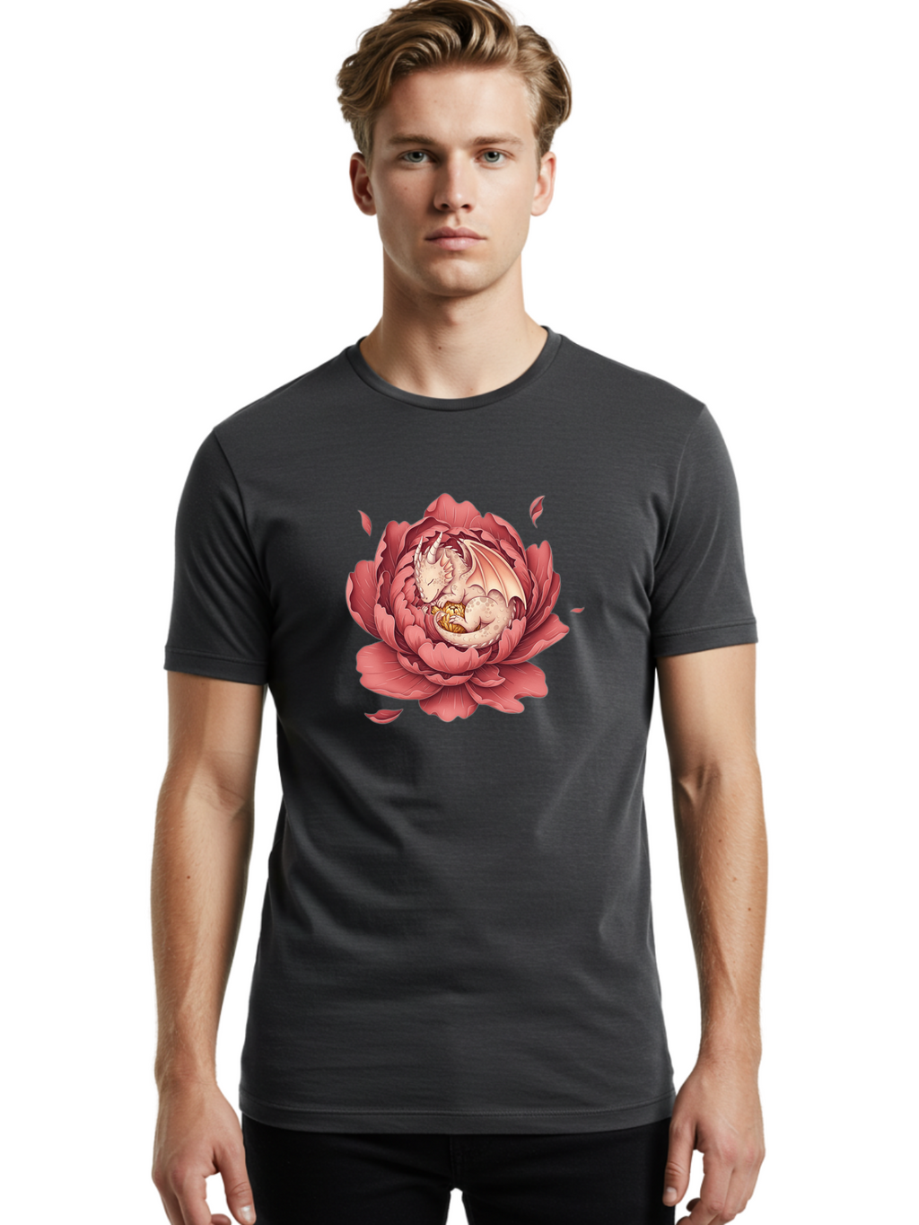 Dragon-In-Peony-Flower Men'S Graphic Tee, 100% Cotton, Comfortable Casual Summer Wear, Machine Washable, Vintage Camera, Old Camera, Antique Camera, Black Camera, Classic Photography, Photography Equipment, Nostalgic Device, Film Camera, Bak462