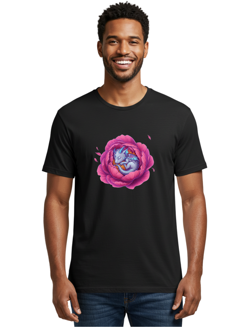 Dragon-In-Rose-1 Men'S Graphic Tee, 100% Cotton, Comfortable Casual Summer Wear, Machine Washable, Vintage Camera, Old Camera, Antique Camera, Black Camera, Classic Photography, Photography Equipment, Nostalgic Device, Film Camera, Camera Art Bak464
