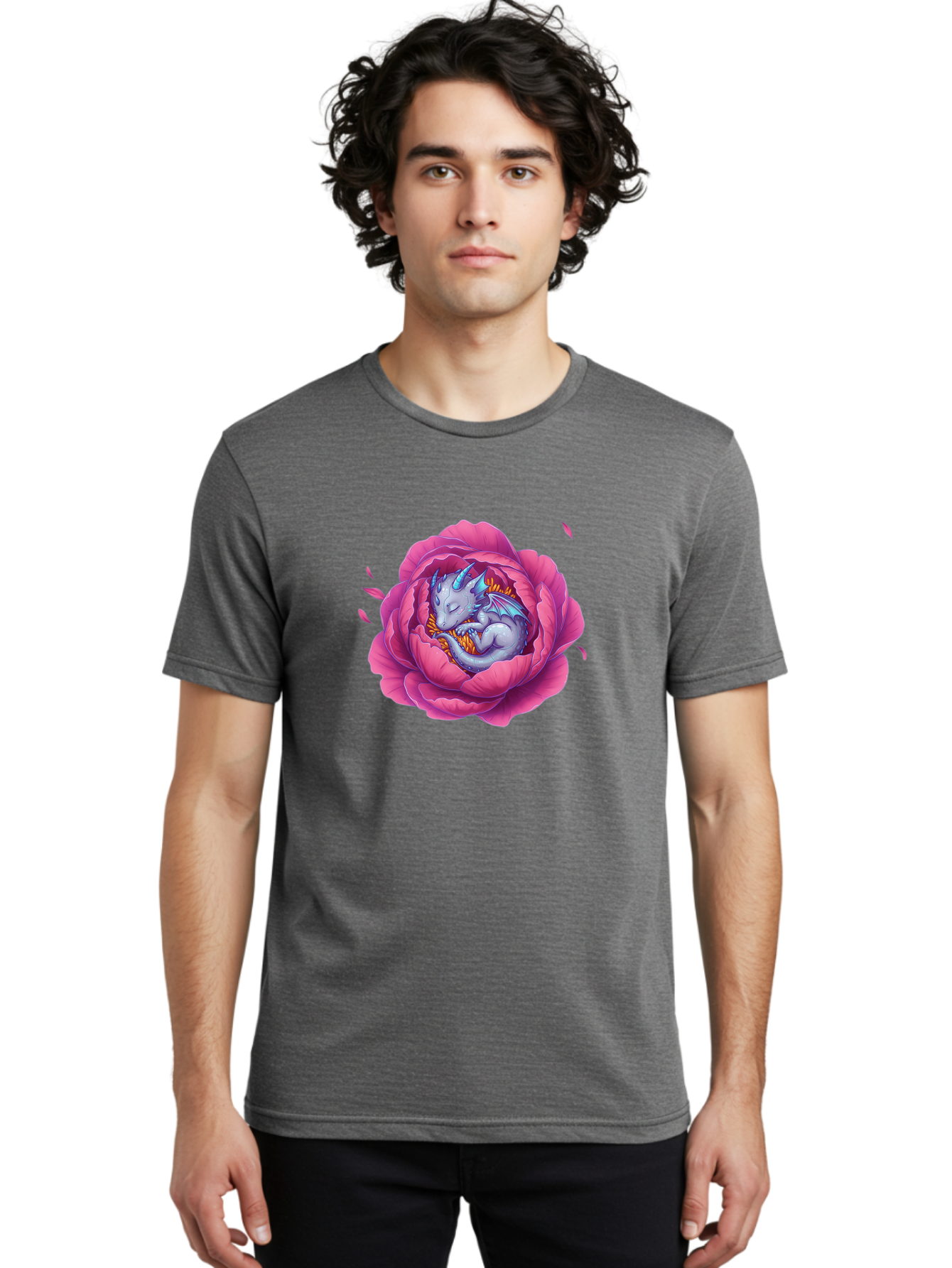 Dragon-In-Rose-1 Men'S Graphic Tee, 100% Cotton, Comfortable Casual Summer Wear, Machine Washable, Vintage Camera, Old Camera, Antique Camera, Black Camera, Classic Photography, Photography Equipment, Nostalgic Device, Film Camera, Camera Art Bak464