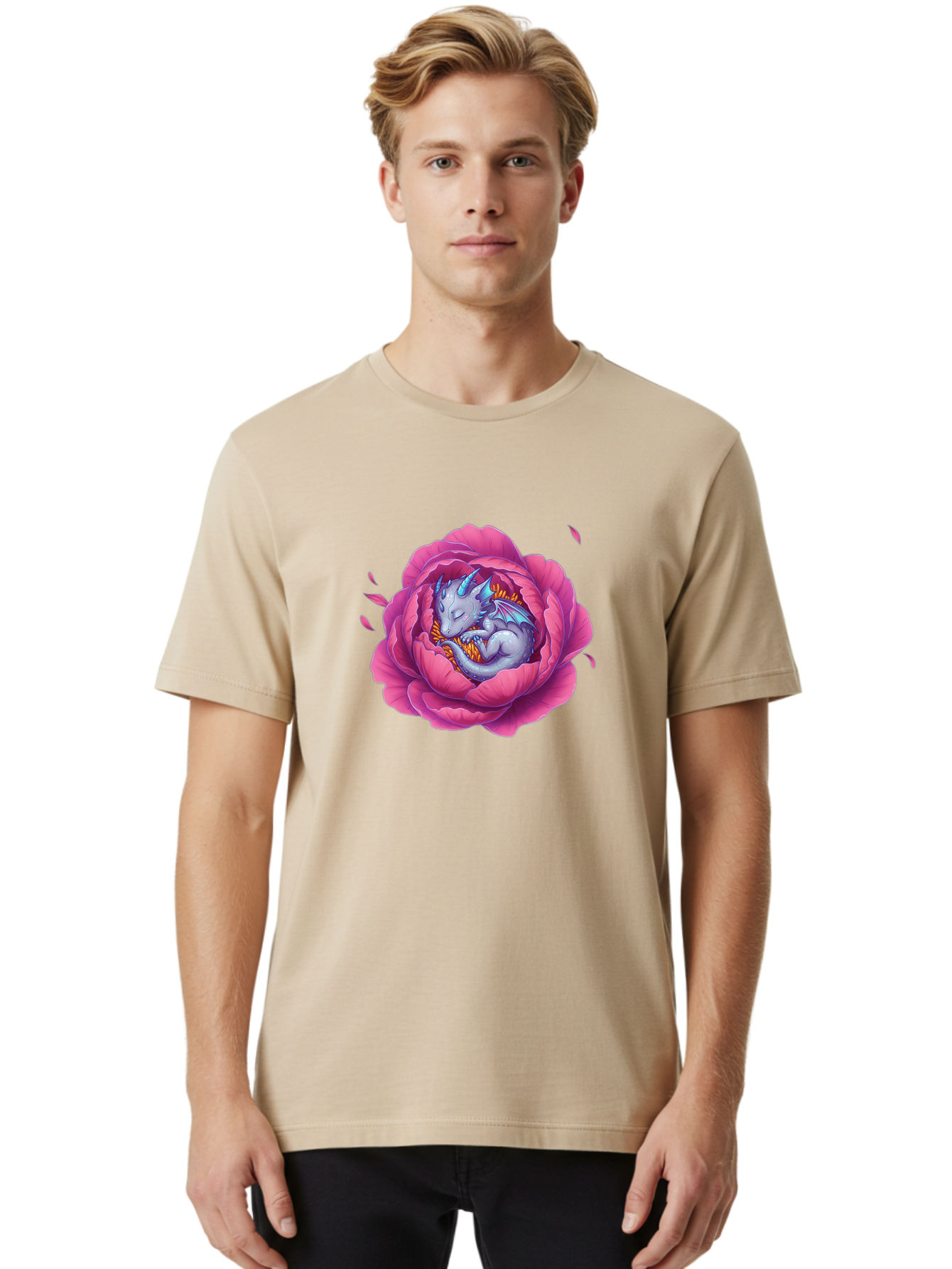 Dragon-In-Rose-1 Men'S Graphic Tee, 100% Cotton, Comfortable Casual Summer Wear, Machine Washable, Vintage Camera, Old Camera, Antique Camera, Black Camera, Classic Photography, Photography Equipment, Nostalgic Device, Film Camera, Camera Art Bak464