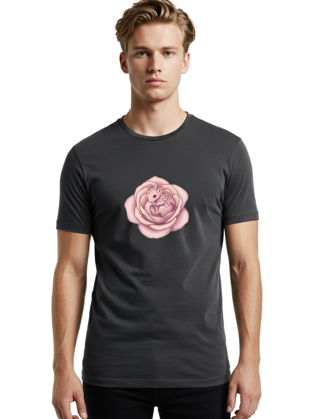 Dragon-In-Rose-2 Men'S Graphic Tee, 100% Cotton, Comfortable Casual Summer Wear, Machine Washable, Vintage Camera, Old Camera, Antique Camera, Black Camera, Classic Photography, Photography Equipment, Nostalgic Device, Film Camera, Camera Art Bak465