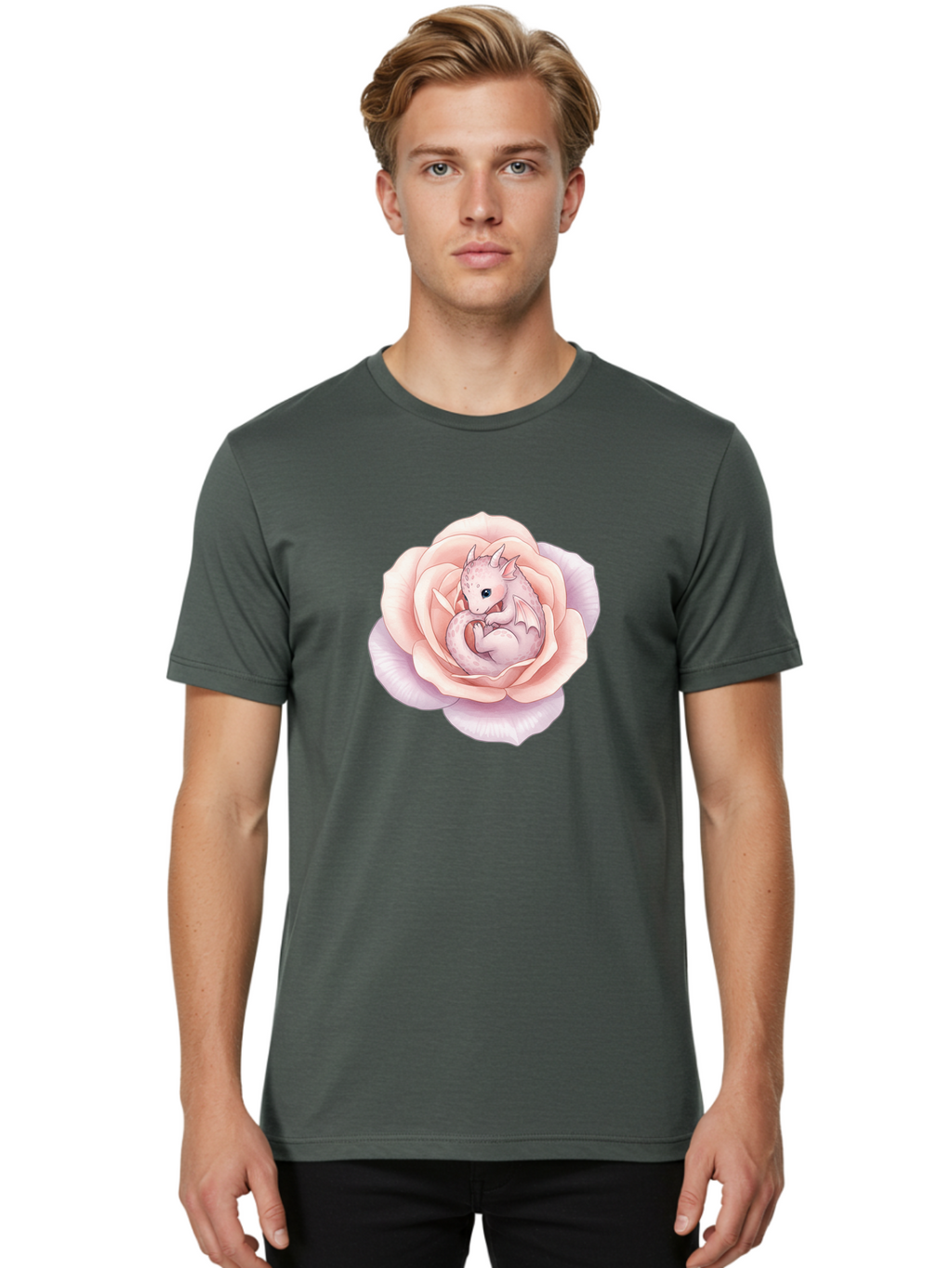 Dragon-In-Rose-3 Men'S Graphic Tee, 100% Cotton, Comfortable Casual Summer Wear, Machine Washable, Vintage Camera, Old Camera, Antique Camera, Black Camera, Classic Photography, Photography Equipment, Nostalgic Device, Film Camera, Camera Art Bak466