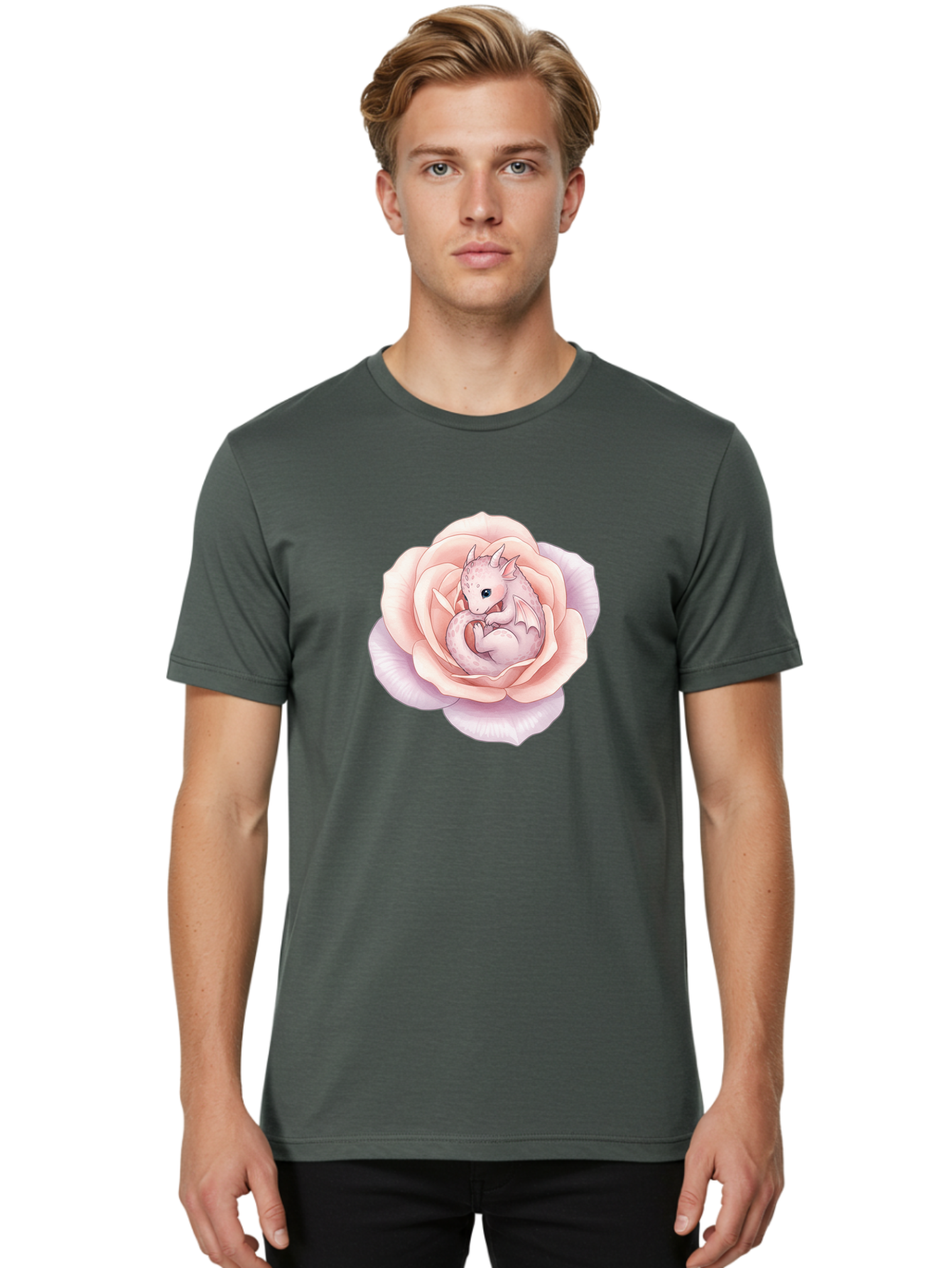 Dragon-In-Rose-3 Men'S Graphic Tee, 100% Cotton, Comfortable Casual Summer Wear, Machine Washable, Vintage Camera, Old Camera, Antique Camera, Black Camera, Classic Photography, Photography Equipment, Nostalgic Device, Film Camera, Camera Art Bak466