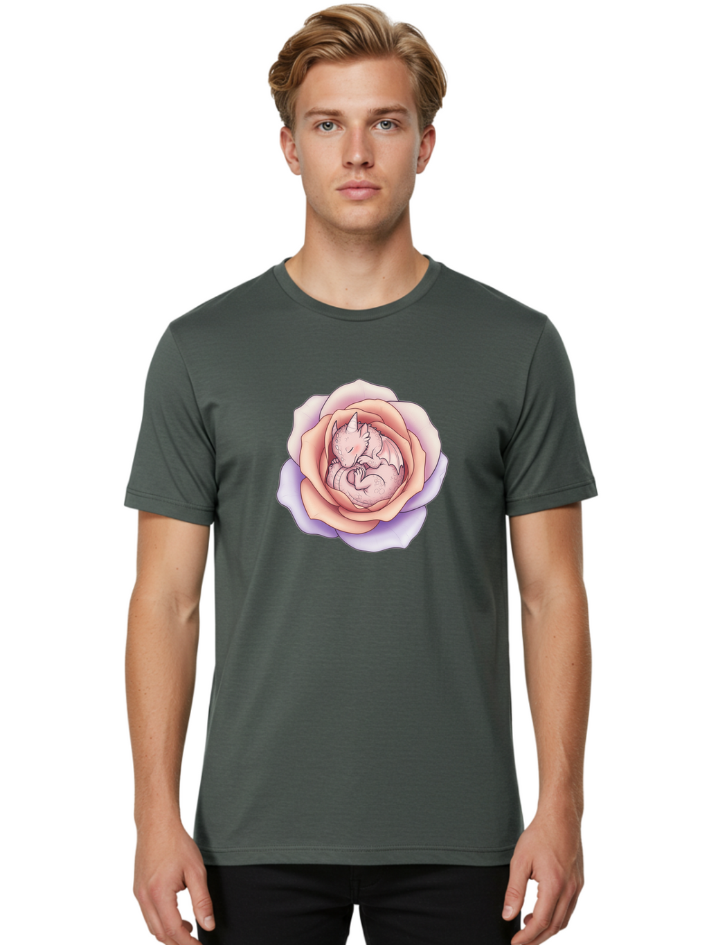 Dragon-In-Rose-4 Men'S Graphic Tee, 100% Cotton, Comfortable Casual Summer Wear, Machine Washable, Vintage Camera, Old Camera, Antique Camera, Black Camera, Classic Photography, Photography Equipment, Nostalgic Device, Film Camera, Camera Art Bak467