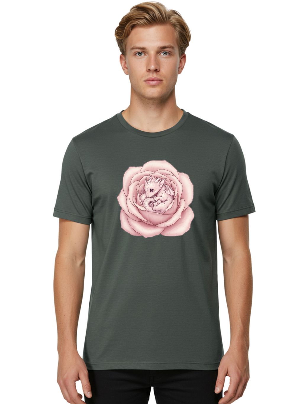 Dragon-In-Rose-5 Men'S Graphic Tee, 100% Cotton, Comfortable Casual Summer Wear, Machine Washable, Vintage Camera, Old Camera, Antique Camera, Black Camera, Classic Photography, Photography Equipment, Nostalgic Device, Film Camera, Camera Art Bak468