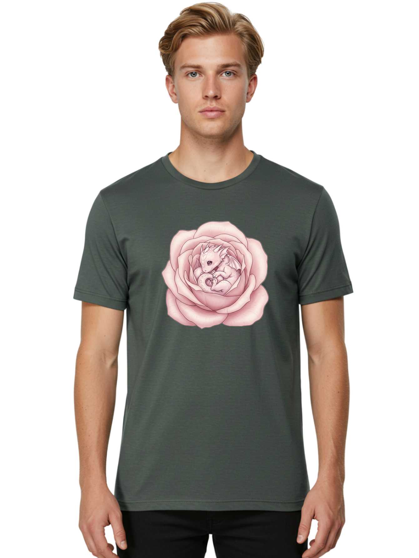Dragon-In-Rose-5 Men'S Graphic Tee, 100% Cotton, Comfortable Casual Summer Wear, Machine Washable, Vintage Camera, Old Camera, Antique Camera, Black Camera, Classic Photography, Photography Equipment, Nostalgic Device, Film Camera, Camera Art Bak468