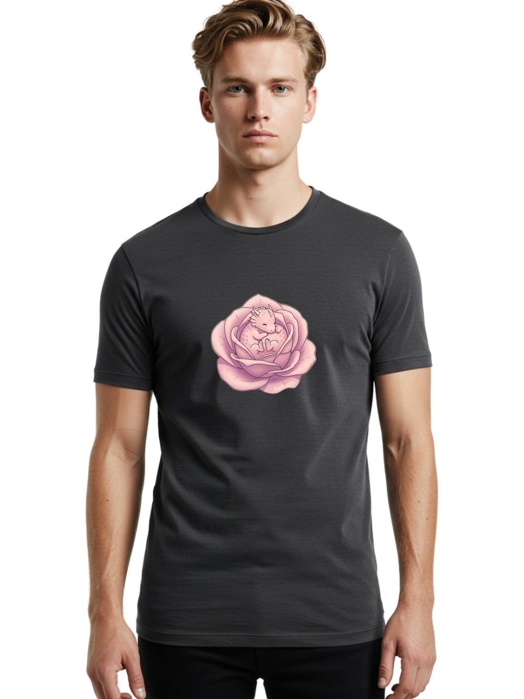Dragon-In-Rose-8 Men'S Graphic Tee, 100% Cotton, Comfortable Casual Summer Wear, Machine Washable, Vintage Camera, Old Camera, Antique Camera, Black Camera, Classic Photography, Photography Equipment, Nostalgic Device, Film Camera, Camera Art Bak471