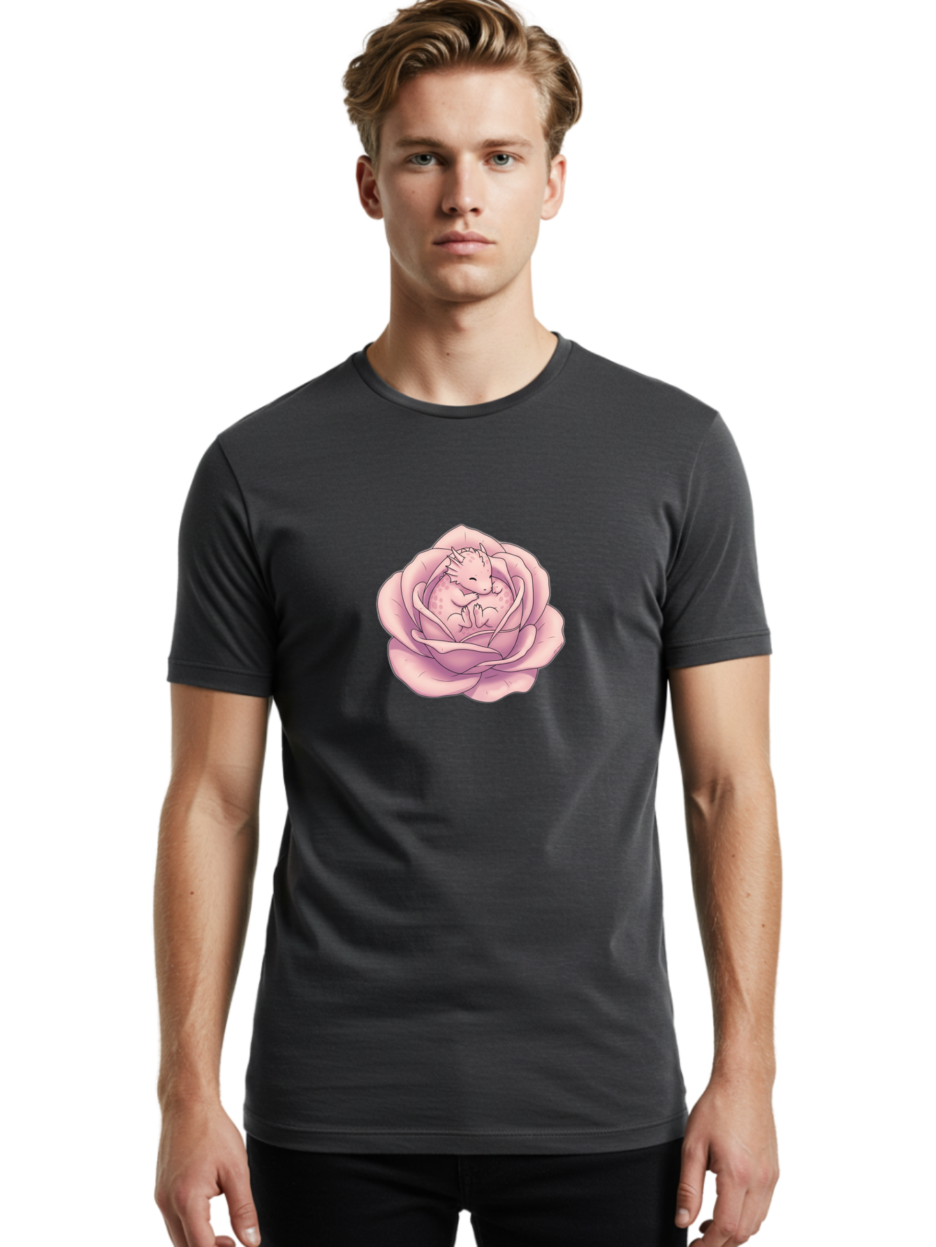 Dragon-In-Rose-8 Men'S Graphic Tee, 100% Cotton, Comfortable Casual Summer Wear, Machine Washable, Vintage Camera, Old Camera, Antique Camera, Black Camera, Classic Photography, Photography Equipment, Nostalgic Device, Film Camera, Camera Art Bak471