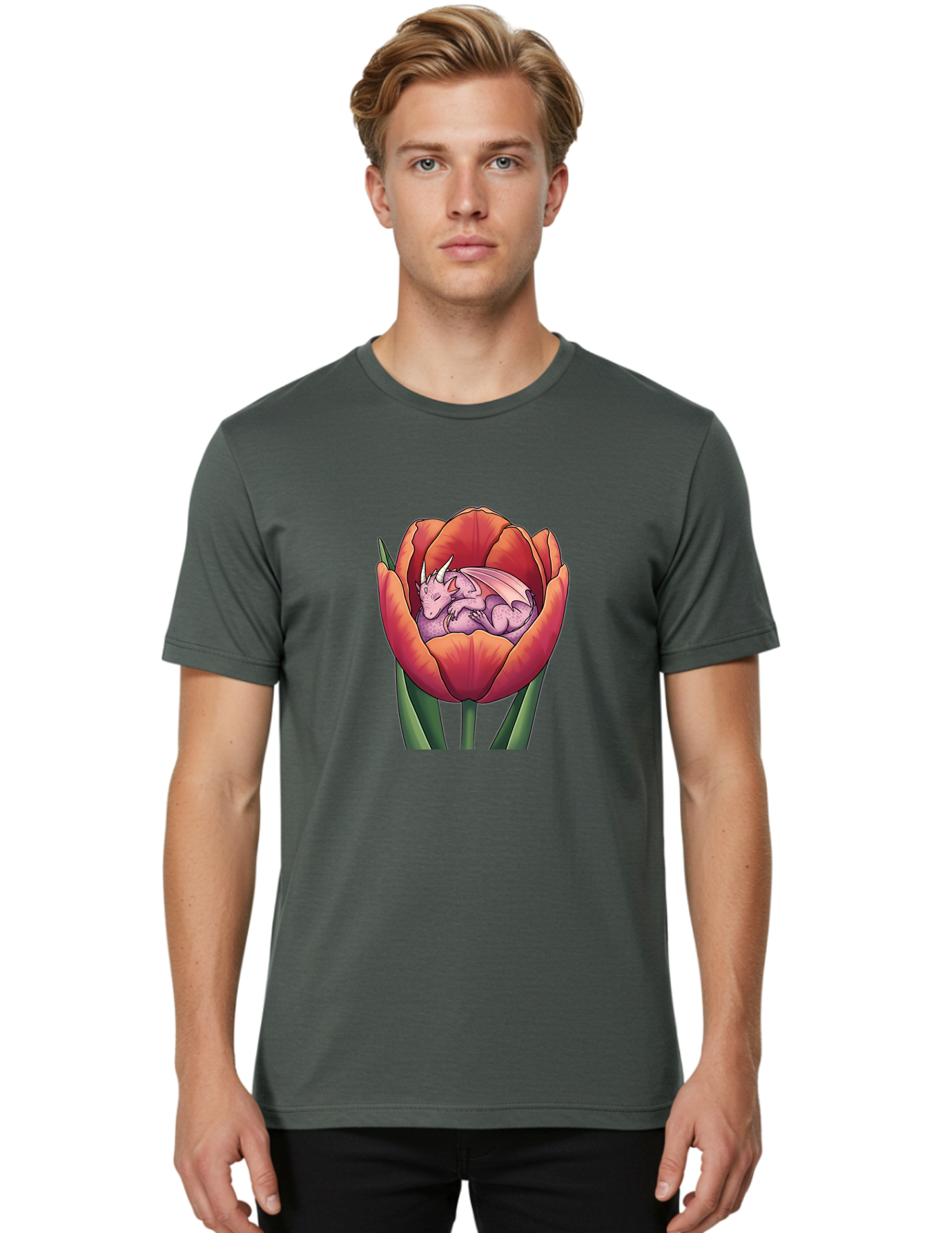 Dragon-In-Tulip-1 Men'S Graphic Tee, 100% Cotton, Comfortable Casual Summer Wear, Machine Washable, Vintage Camera, Old Camera, Antique Camera, Black Camera, Classic Photography, Photography Equipment, Nostalgic Device, Film Camera, Camera Art Bak473
