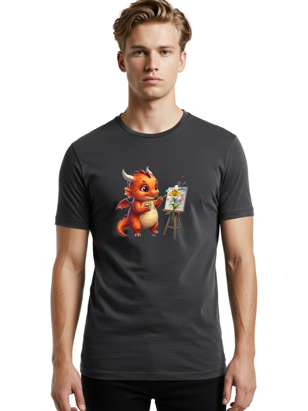 Dragon-Painting-Flower Men'S Graphic Tee, 100% Cotton, Comfortable Casual Summer Wear, Machine Washable, Vintage Camera, Old Camera, Antique Camera, Black Camera, Classic Photography, Photography Equipment, Nostalgic Device, Film Camera, Bak488