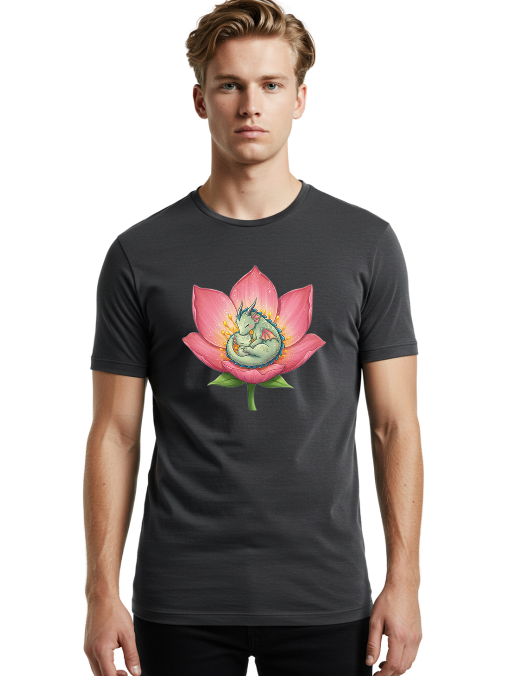 Dragon-Sleeping-On-Pink-Lotus-Flower Men'S Graphic Tee, 100% Cotton, Comfortable Casual Summer Wear, Machine Washable, Vintage Camera, Old Camera, Antique Camera, Black Camera, Classic Photography, Photography Equipment, Nostalgic Device, Bak490