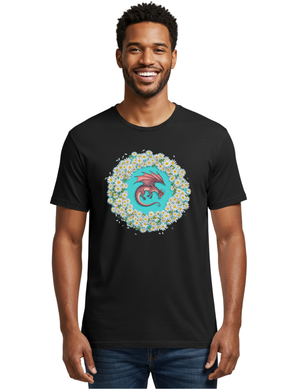 Dragon-Surrounded-By-Daisies Men'S Graphic Tee, 100% Cotton, Comfortable Casual Summer Wear, Machine Washable, Vintage Camera, Old Camera, Antique Camera, Black Camera, Classic Photography, Photography Equipment, Nostalgic Device, Film Camera, Bak492