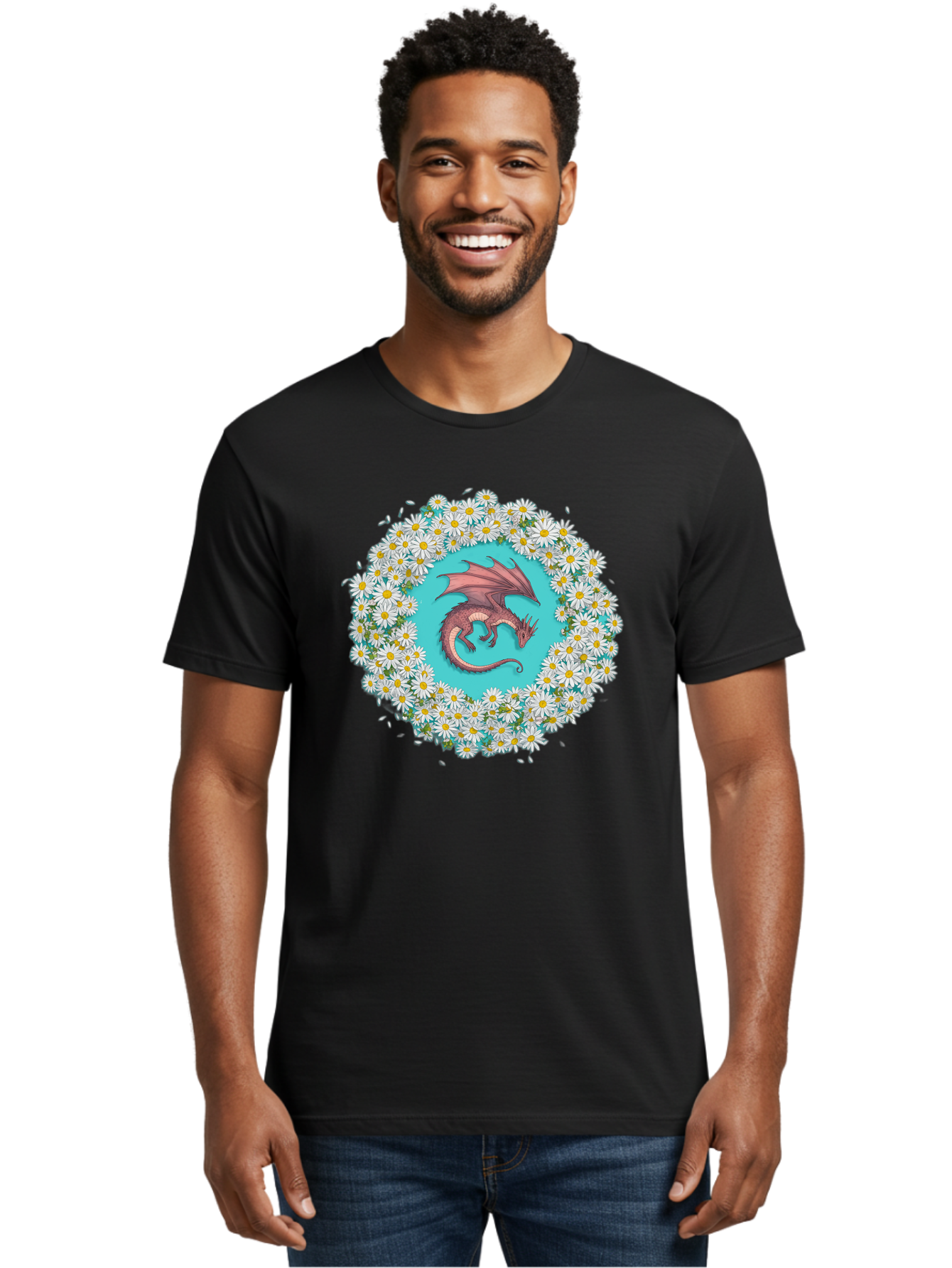 Dragon-Surrounded-By-Daisies Men'S Graphic Tee, 100% Cotton, Comfortable Casual Summer Wear, Machine Washable, Vintage Camera, Old Camera, Antique Camera, Black Camera, Classic Photography, Photography Equipment, Nostalgic Device, Film Camera, Bak492