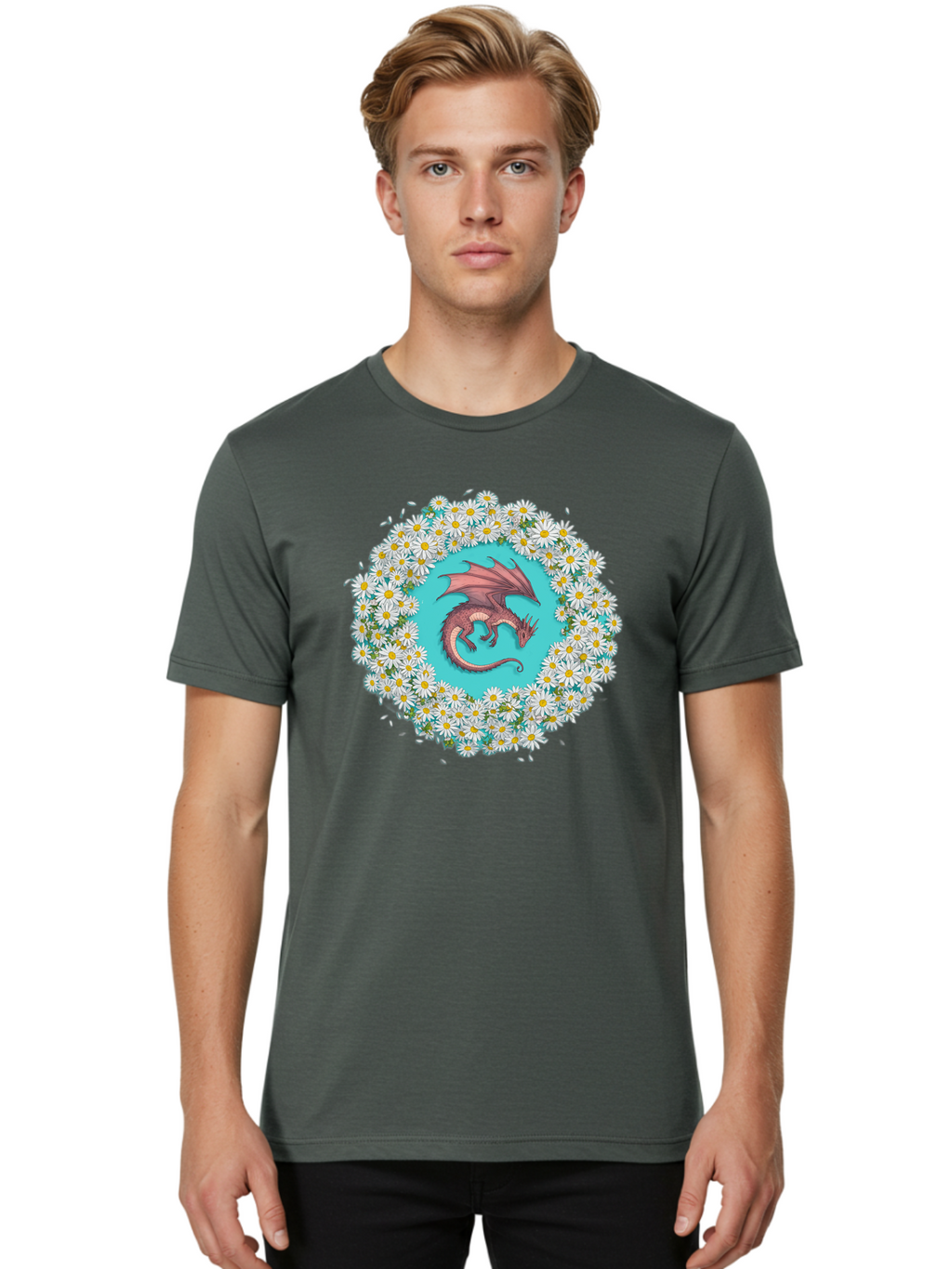 Dragon-Surrounded-By-Daisies Men'S Graphic Tee, 100% Cotton, Comfortable Casual Summer Wear, Machine Washable, Vintage Camera, Old Camera, Antique Camera, Black Camera, Classic Photography, Photography Equipment, Nostalgic Device, Film Camera, Bak492