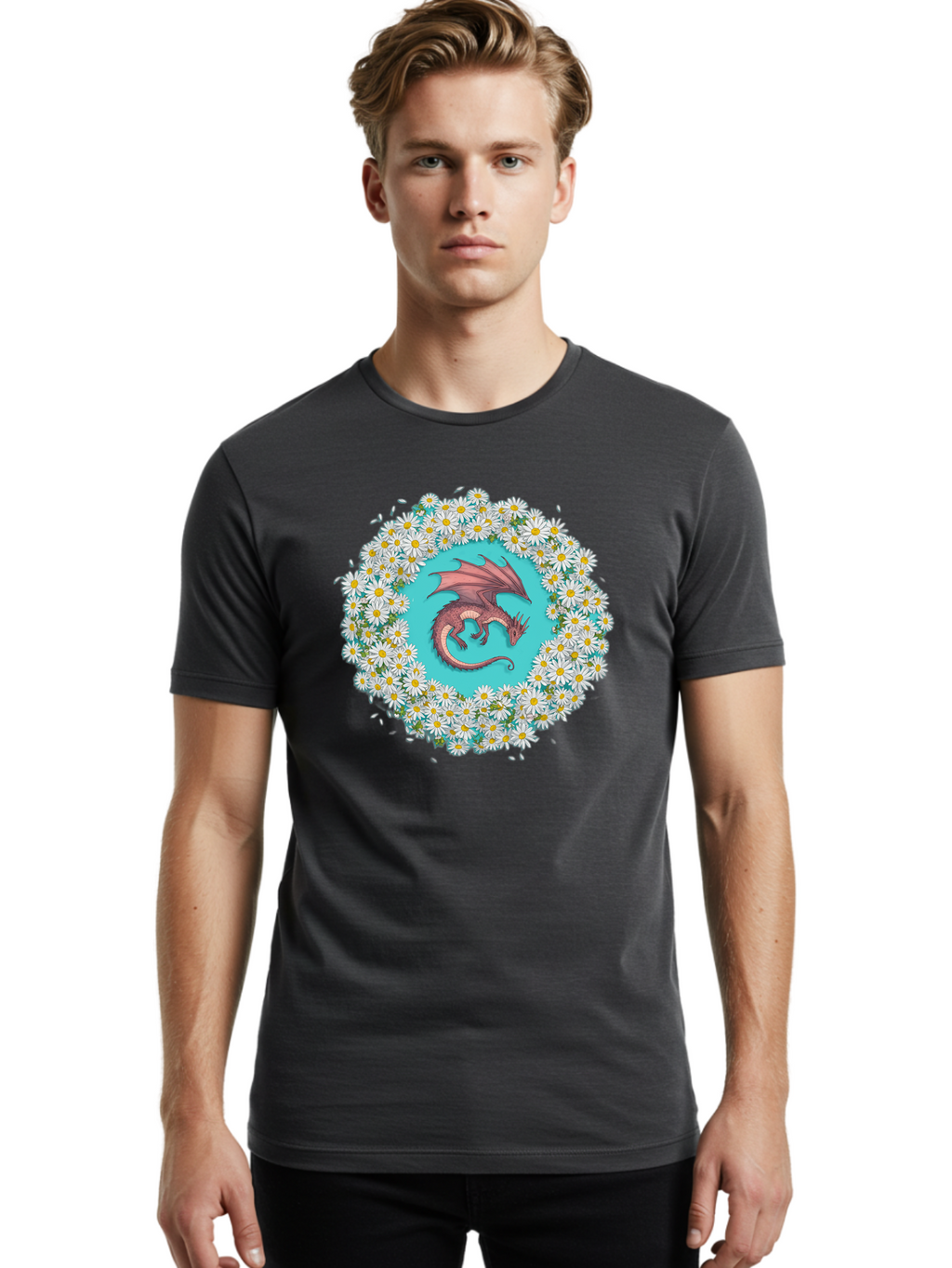 Dragon-Surrounded-By-Daisies Men'S Graphic Tee, 100% Cotton, Comfortable Casual Summer Wear, Machine Washable, Vintage Camera, Old Camera, Antique Camera, Black Camera, Classic Photography, Photography Equipment, Nostalgic Device, Film Camera, Bak492