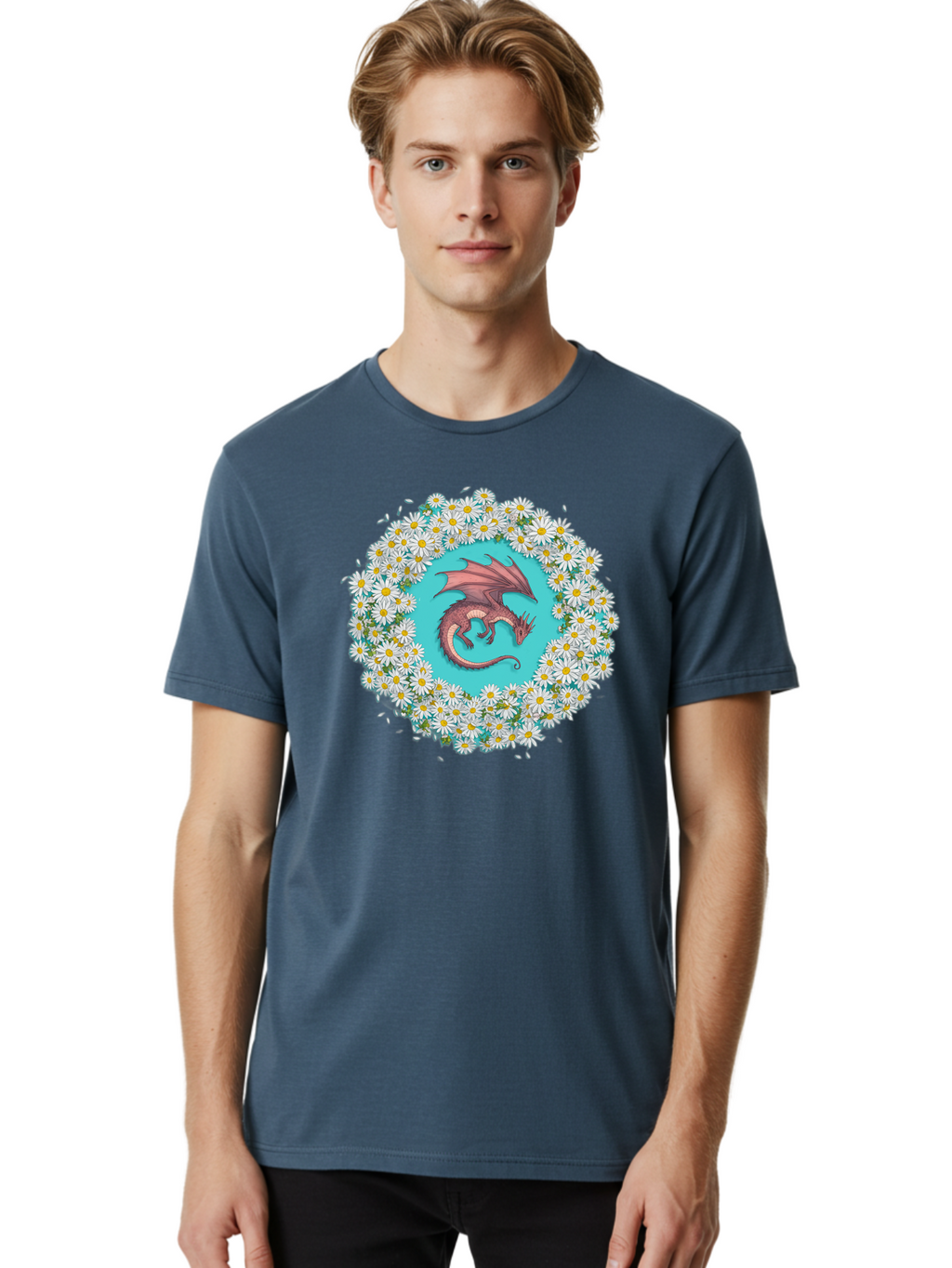 Dragon-Surrounded-By-Daisies Men'S Graphic Tee, 100% Cotton, Comfortable Casual Summer Wear, Machine Washable, Vintage Camera, Old Camera, Antique Camera, Black Camera, Classic Photography, Photography Equipment, Nostalgic Device, Film Camera, Bak492