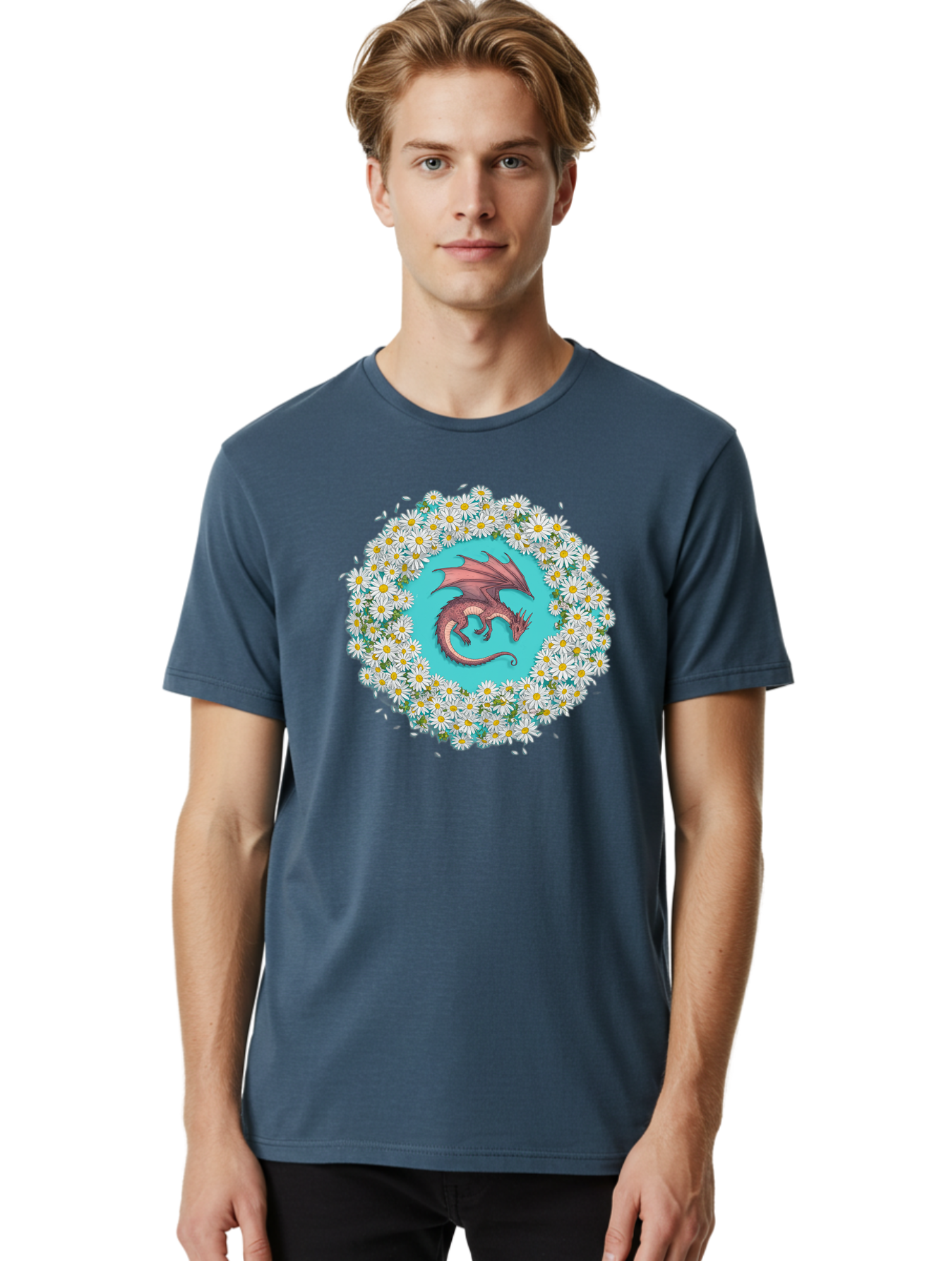 Dragon-Surrounded-By-Daisies Men'S Graphic Tee, 100% Cotton, Comfortable Casual Summer Wear, Machine Washable, Vintage Camera, Old Camera, Antique Camera, Black Camera, Classic Photography, Photography Equipment, Nostalgic Device, Film Camera, Bak492