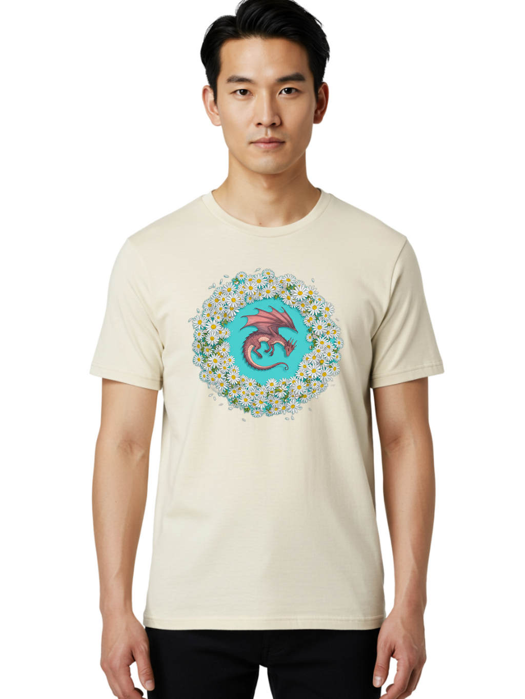 Dragon-Surrounded-By-Daisies Men'S Graphic Tee, 100% Cotton, Comfortable Casual Summer Wear, Machine Washable, Vintage Camera, Old Camera, Antique Camera, Black Camera, Classic Photography, Photography Equipment, Nostalgic Device, Film Camera, Bak492