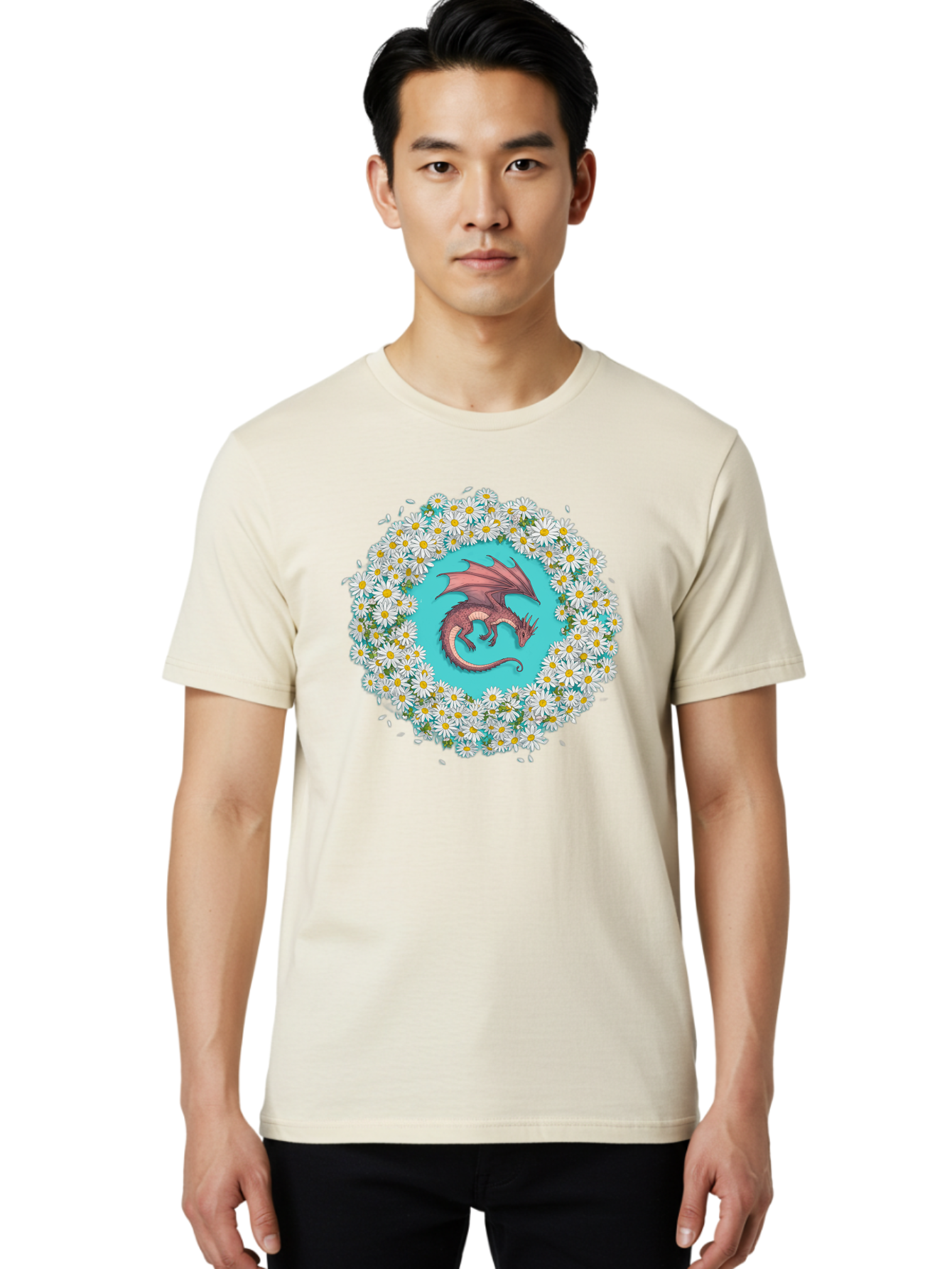 Dragon-Surrounded-By-Daisies Men'S Graphic Tee, 100% Cotton, Comfortable Casual Summer Wear, Machine Washable, Vintage Camera, Old Camera, Antique Camera, Black Camera, Classic Photography, Photography Equipment, Nostalgic Device, Film Camera, Bak492