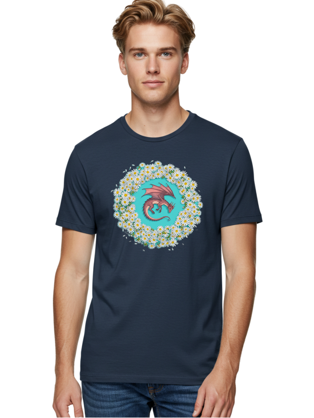 Dragon-Surrounded-By-Daisies Men'S Graphic Tee, 100% Cotton, Comfortable Casual Summer Wear, Machine Washable, Vintage Camera, Old Camera, Antique Camera, Black Camera, Classic Photography, Photography Equipment, Nostalgic Device, Film Camera, Bak492